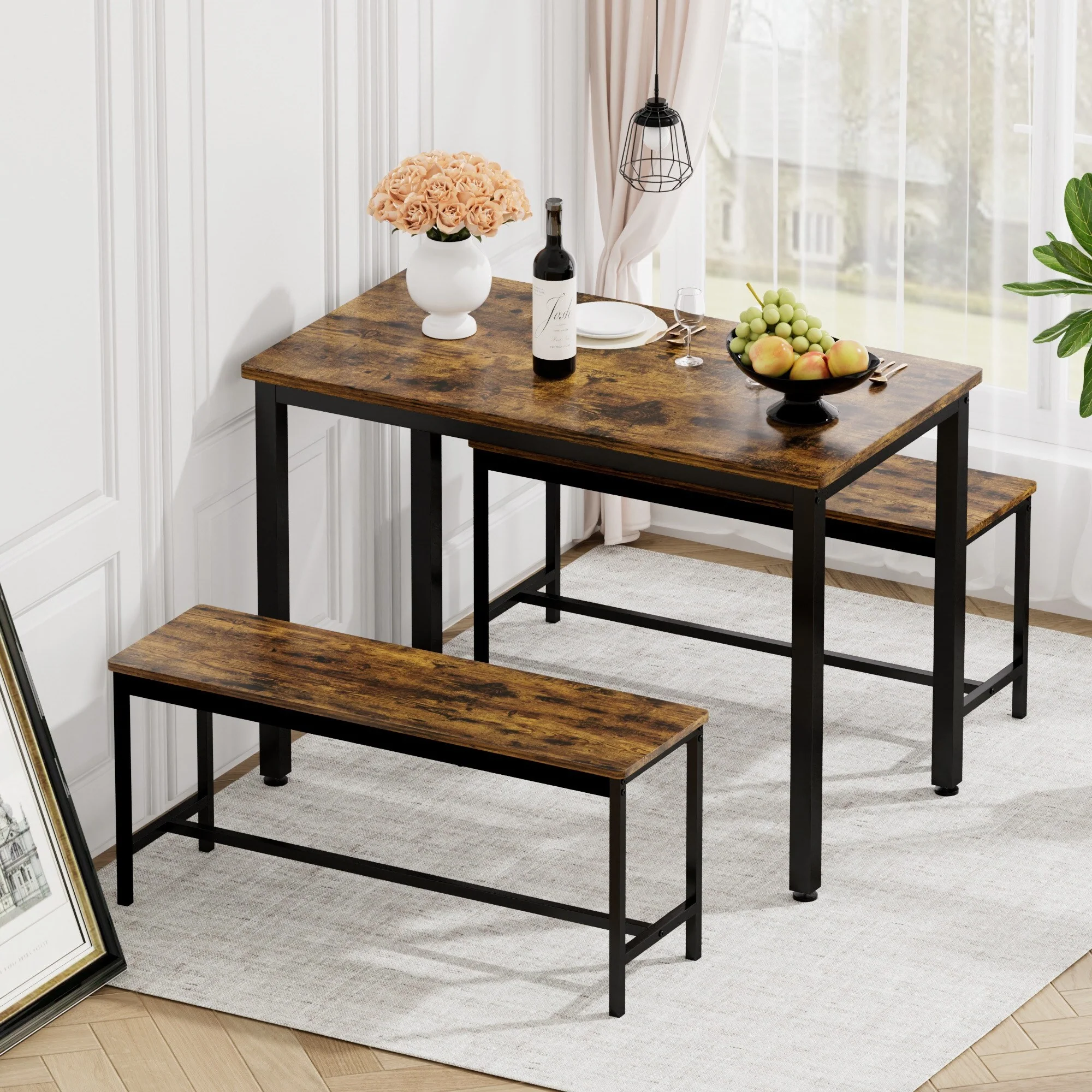 Bar Table with 2 Dining Benches