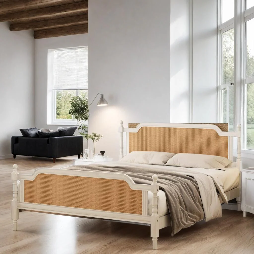 Traditional Rattan Queen Bed Frame