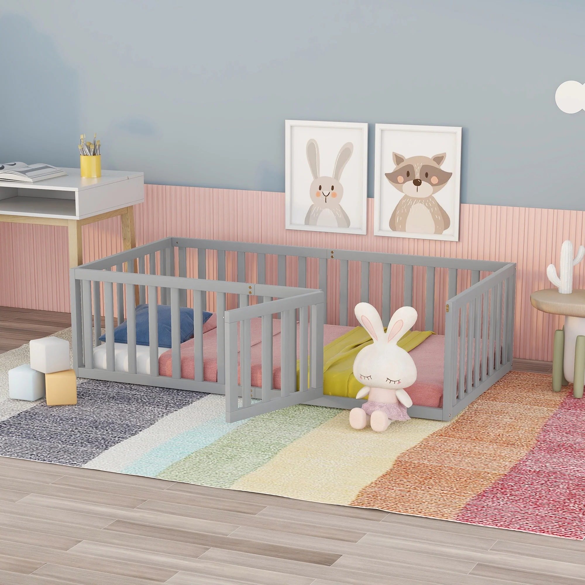 Wood Daybed Frame with Fence