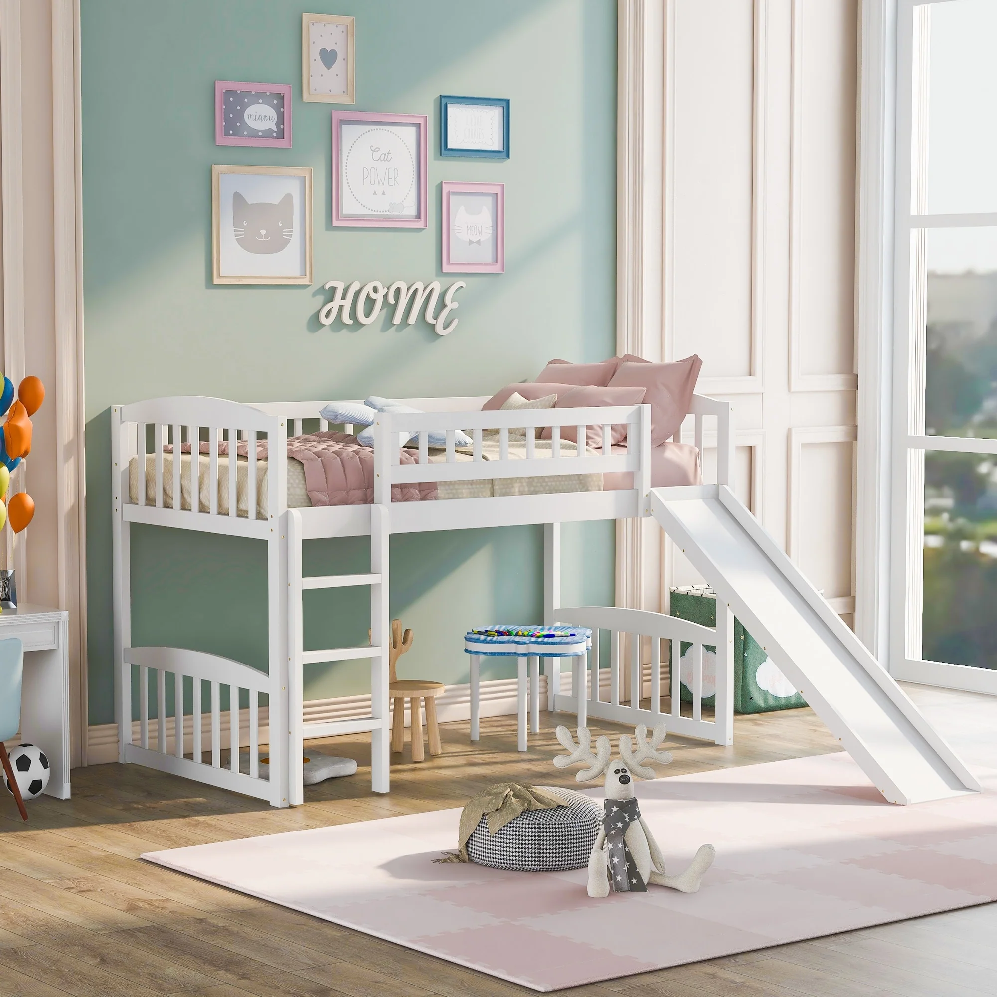 Loft Bed with Slide and Ladder