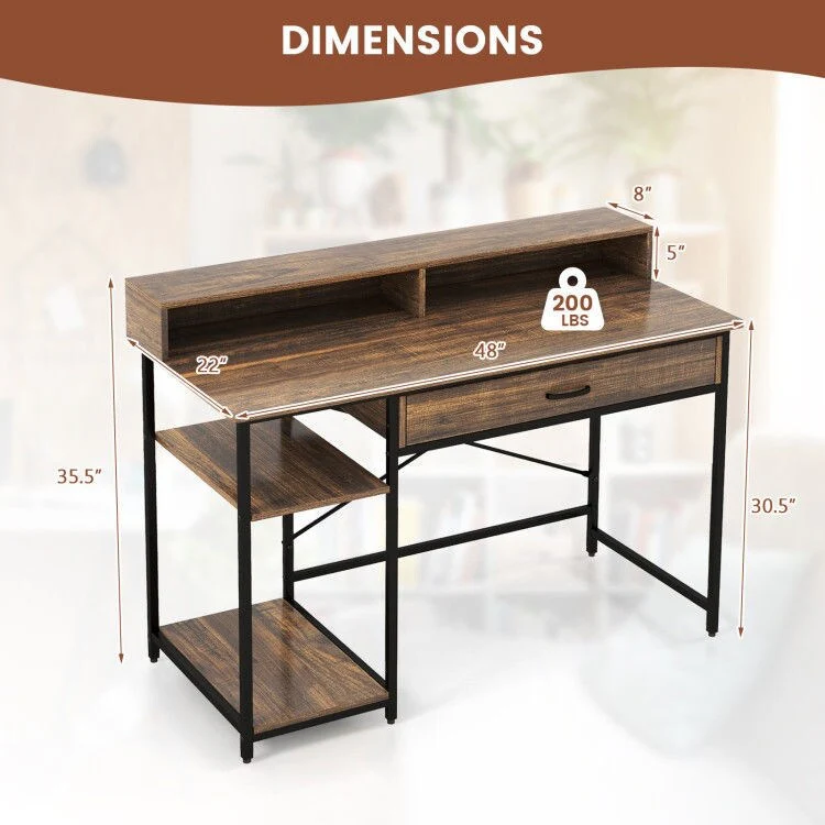 Computer Desk with Shelves