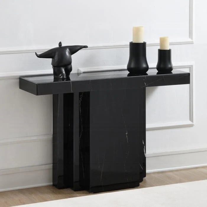 Black Mirrored Finish Console Table