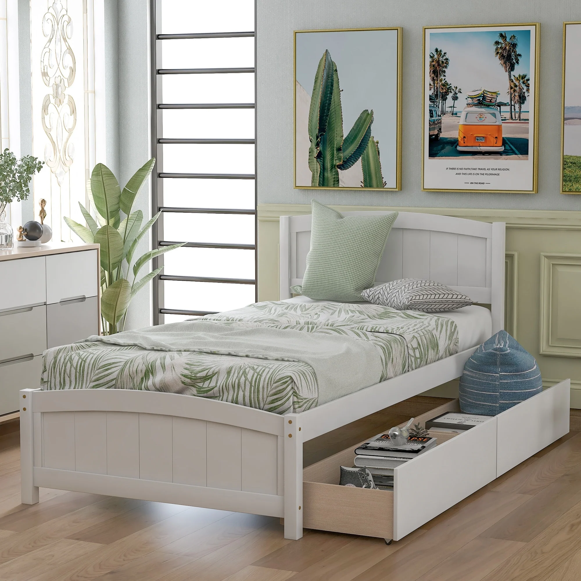 Platform Bed with Two Drawers