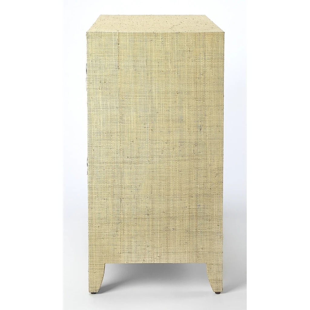 Amelle Cream Raffia 4 Drawer Accent Chest
