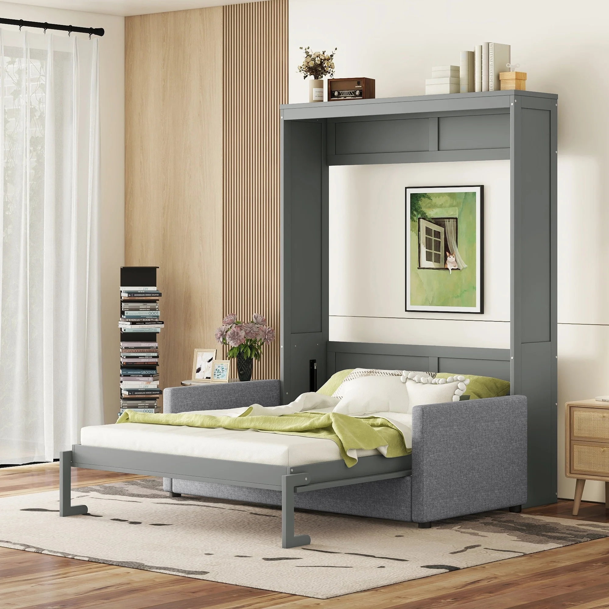Queen Size Murphy Bed Wall Bed with Cushion