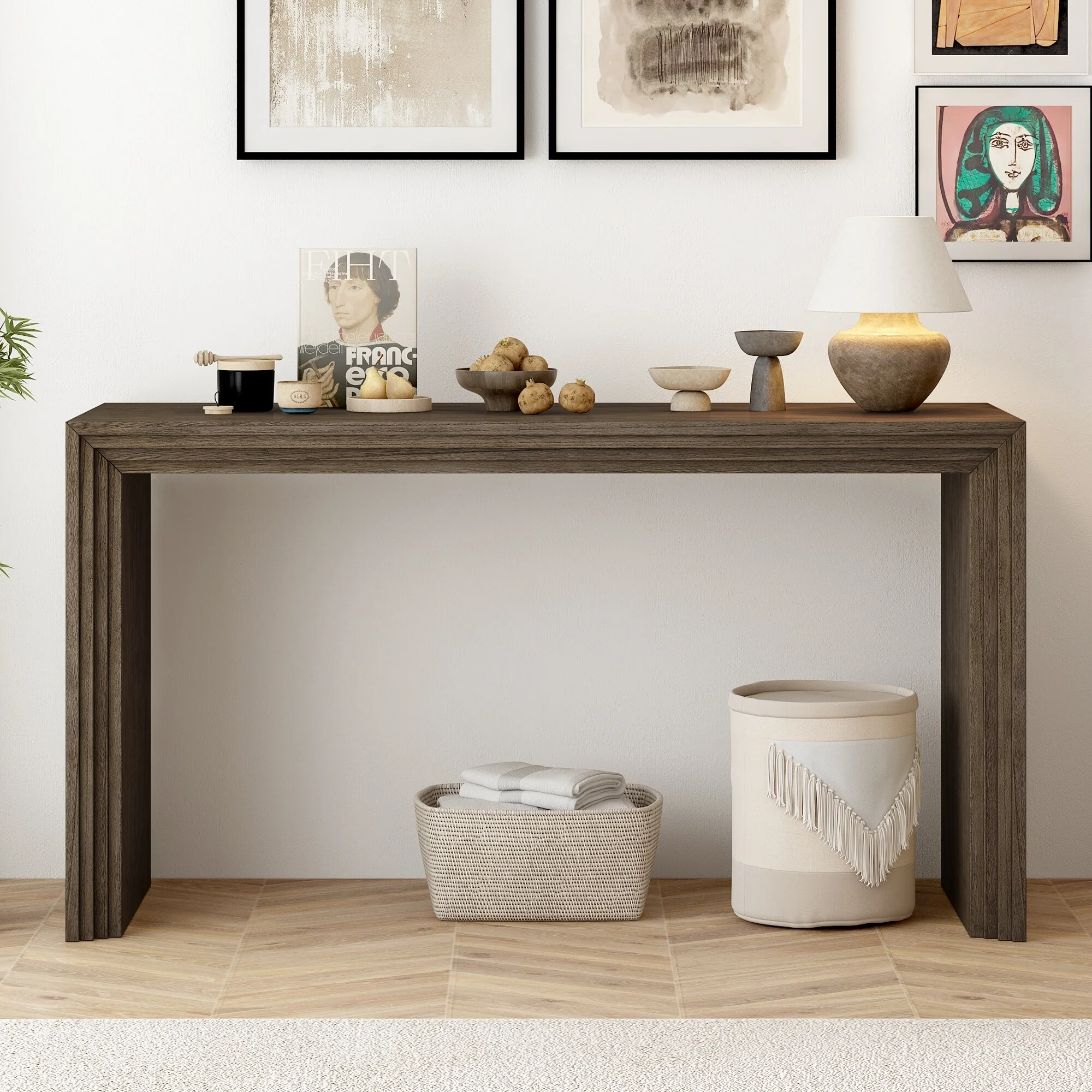 Console Table With Solid Wood Veneer