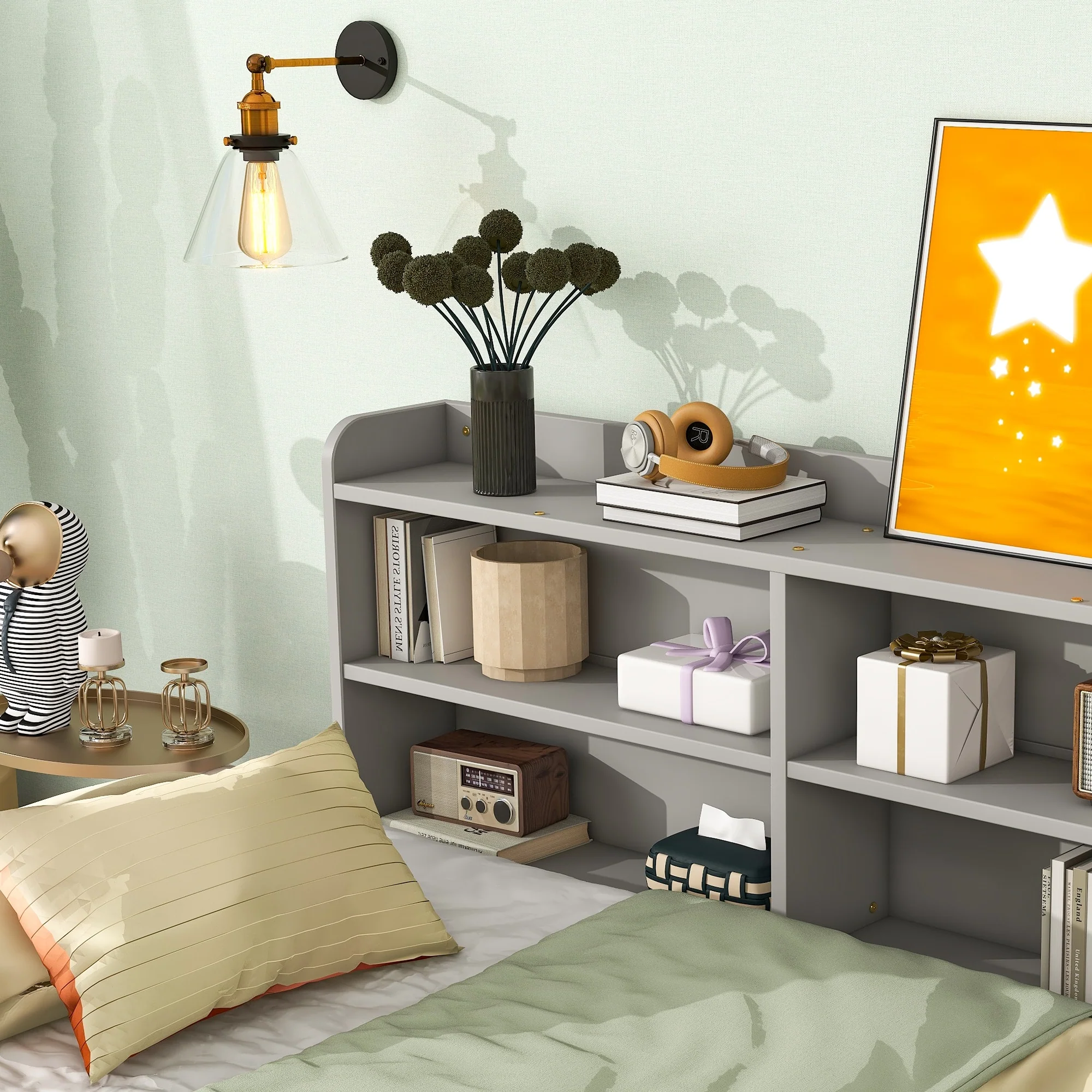 Bed with Side Bookcase