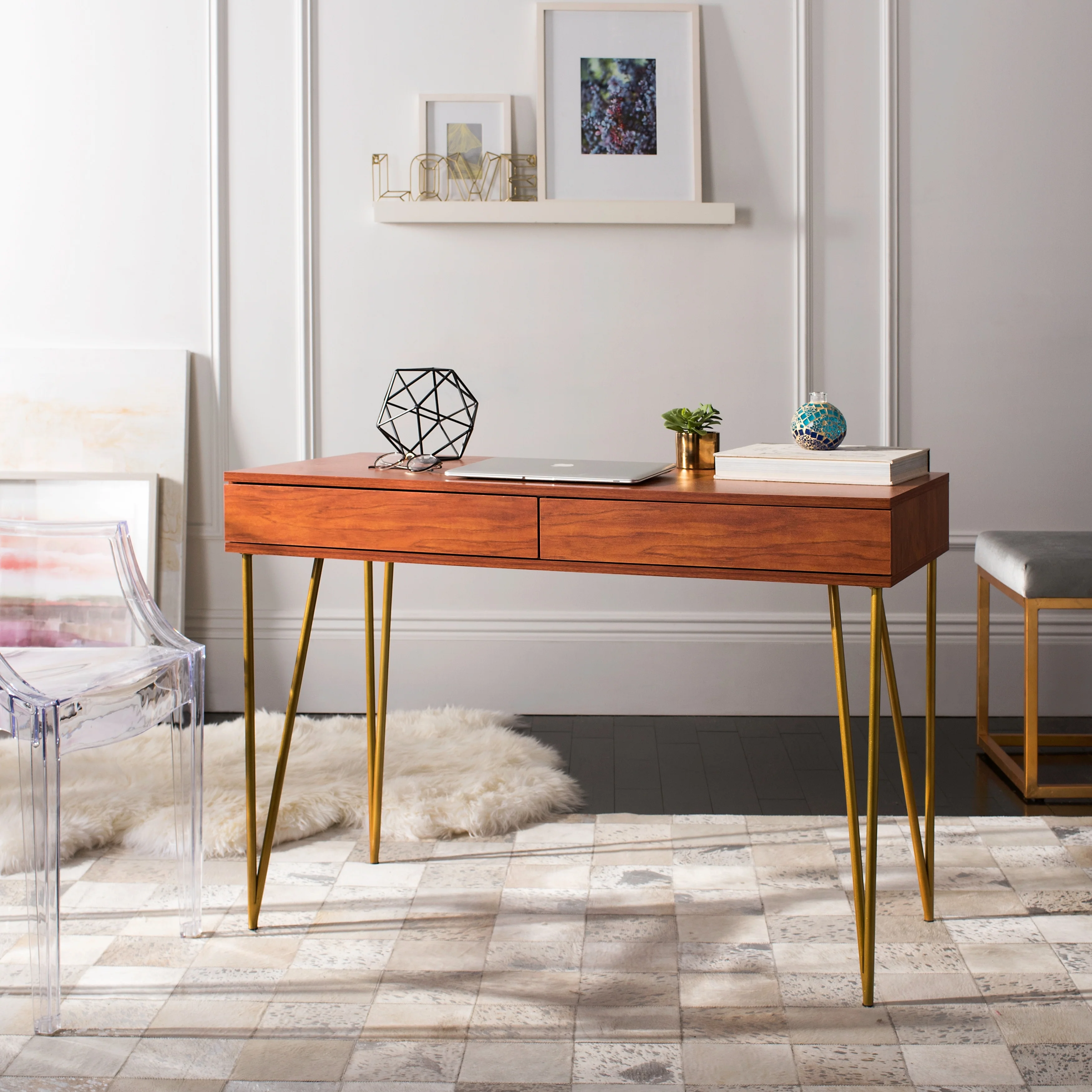 SAFAVIEH Pine Natural 2-drawer Desk