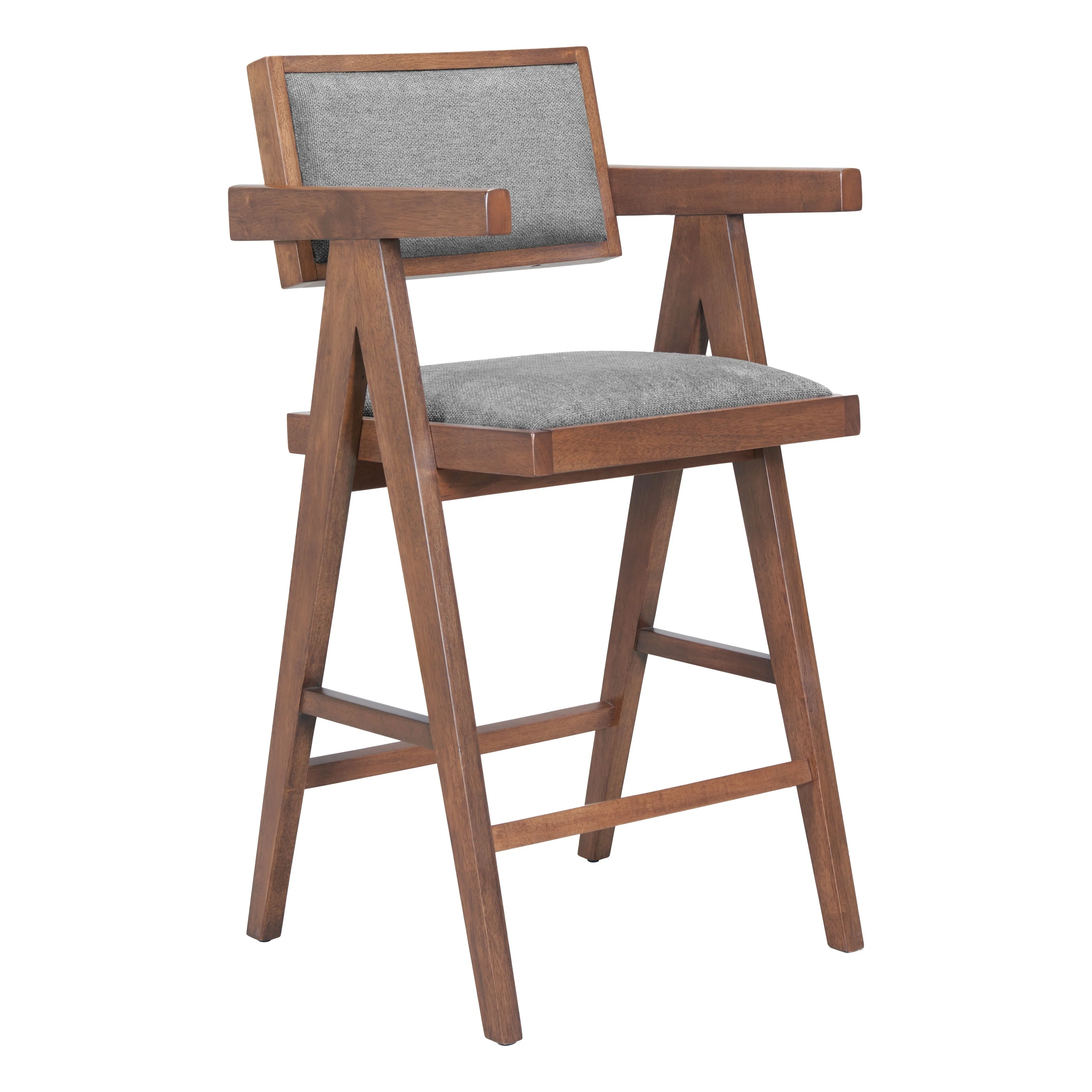 Delhi Counter Stool Gray & Walnut