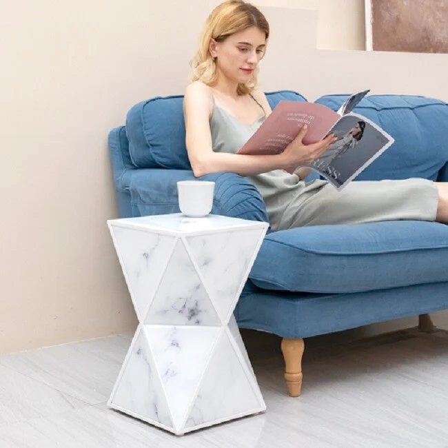 Classical geometry end table Marble
