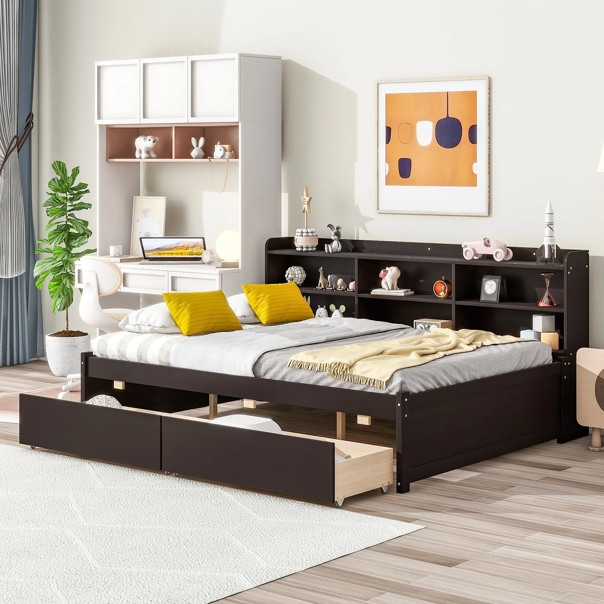 Bed with Side Bookcase