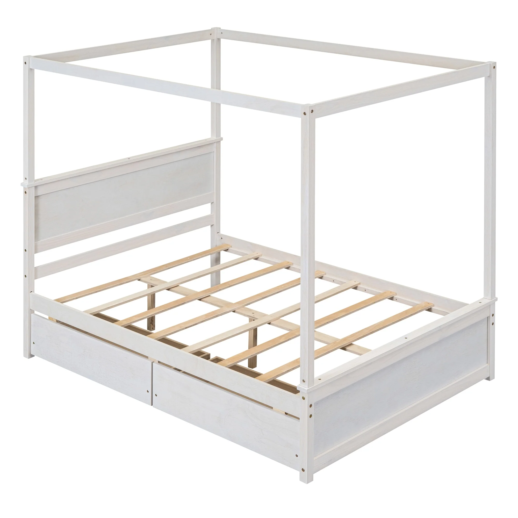Wood Canopy Bed with two Drawers