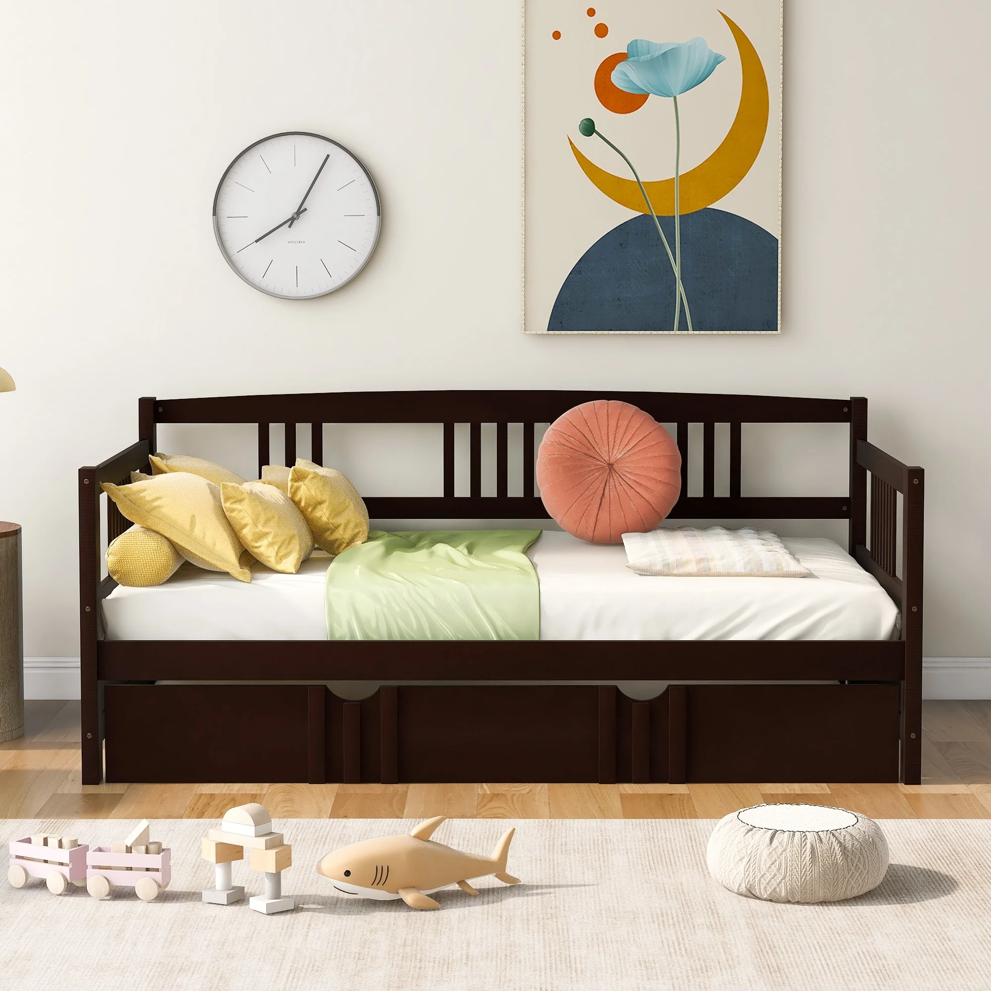 Daybed Wood Bed with Trundle