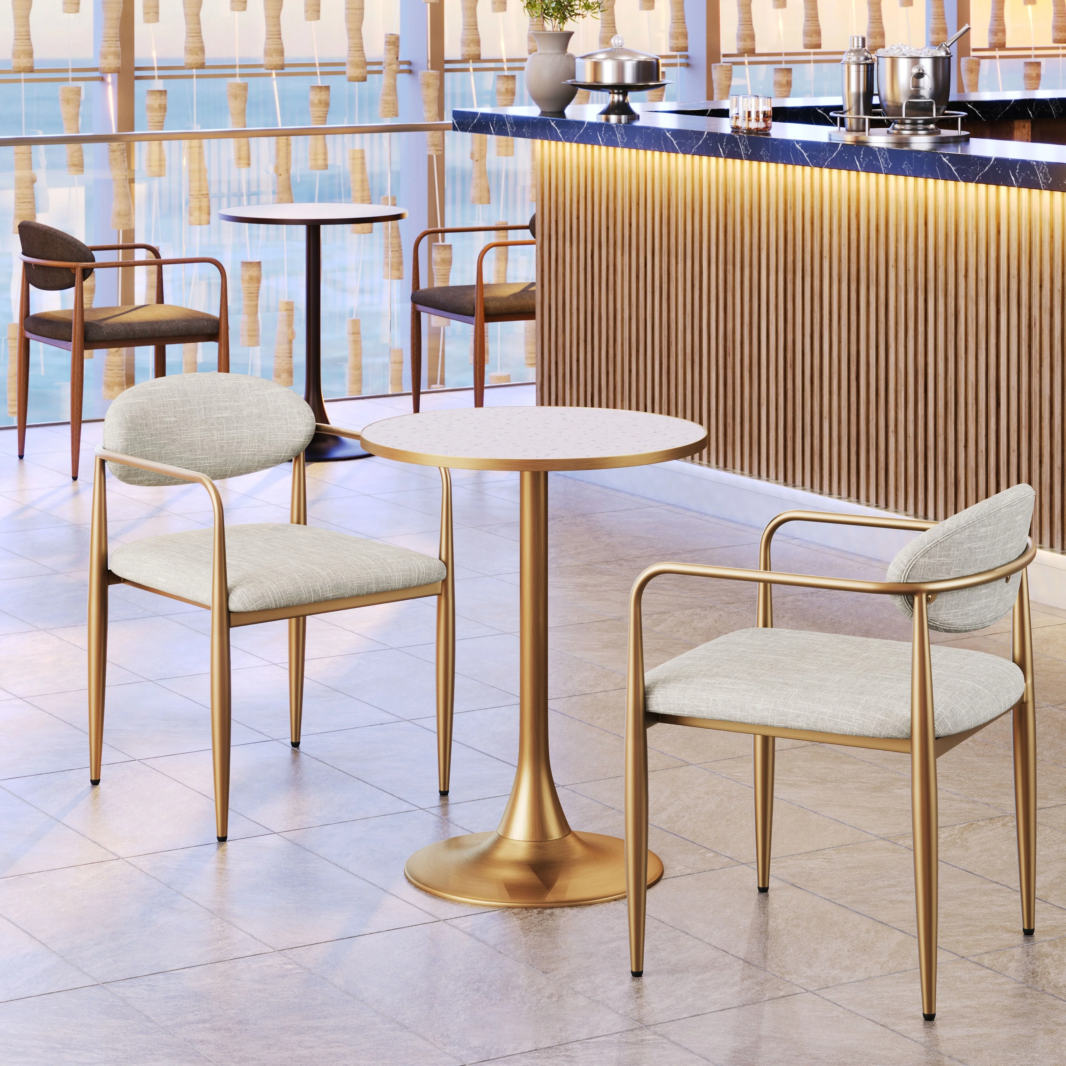Bite Bistro Table Beige & Gold