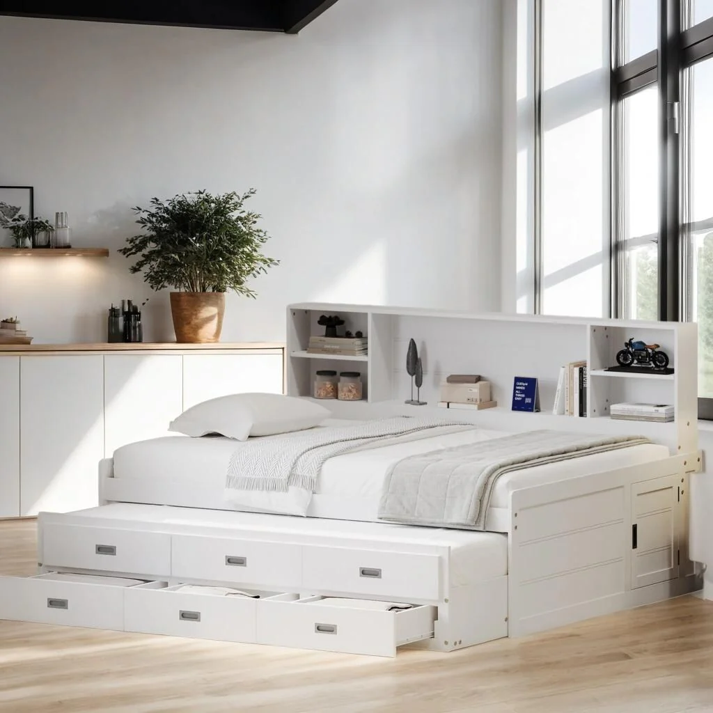 Full Captain Daybed with Trundle & Storage