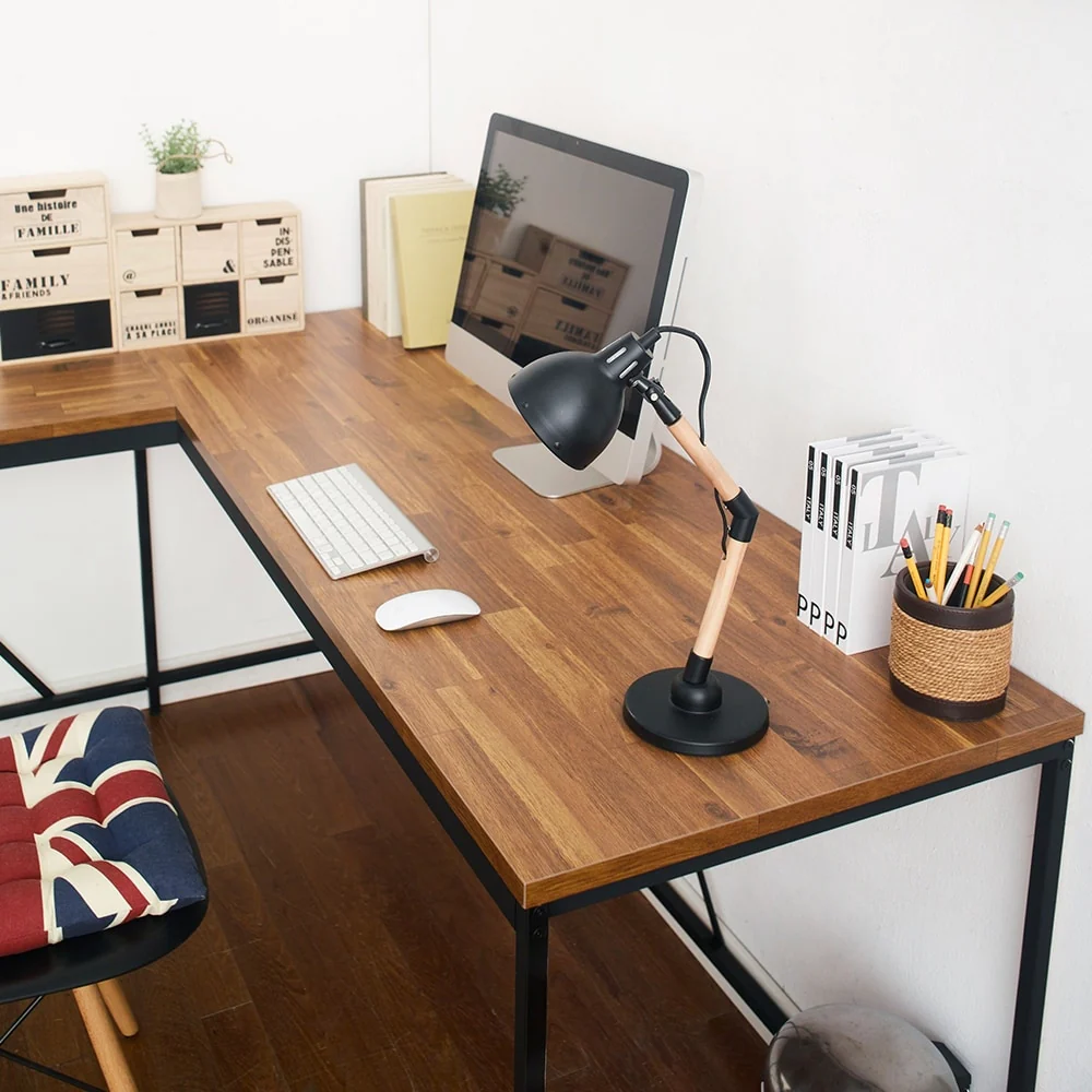 Olympus Wood and Metal Corner Desk