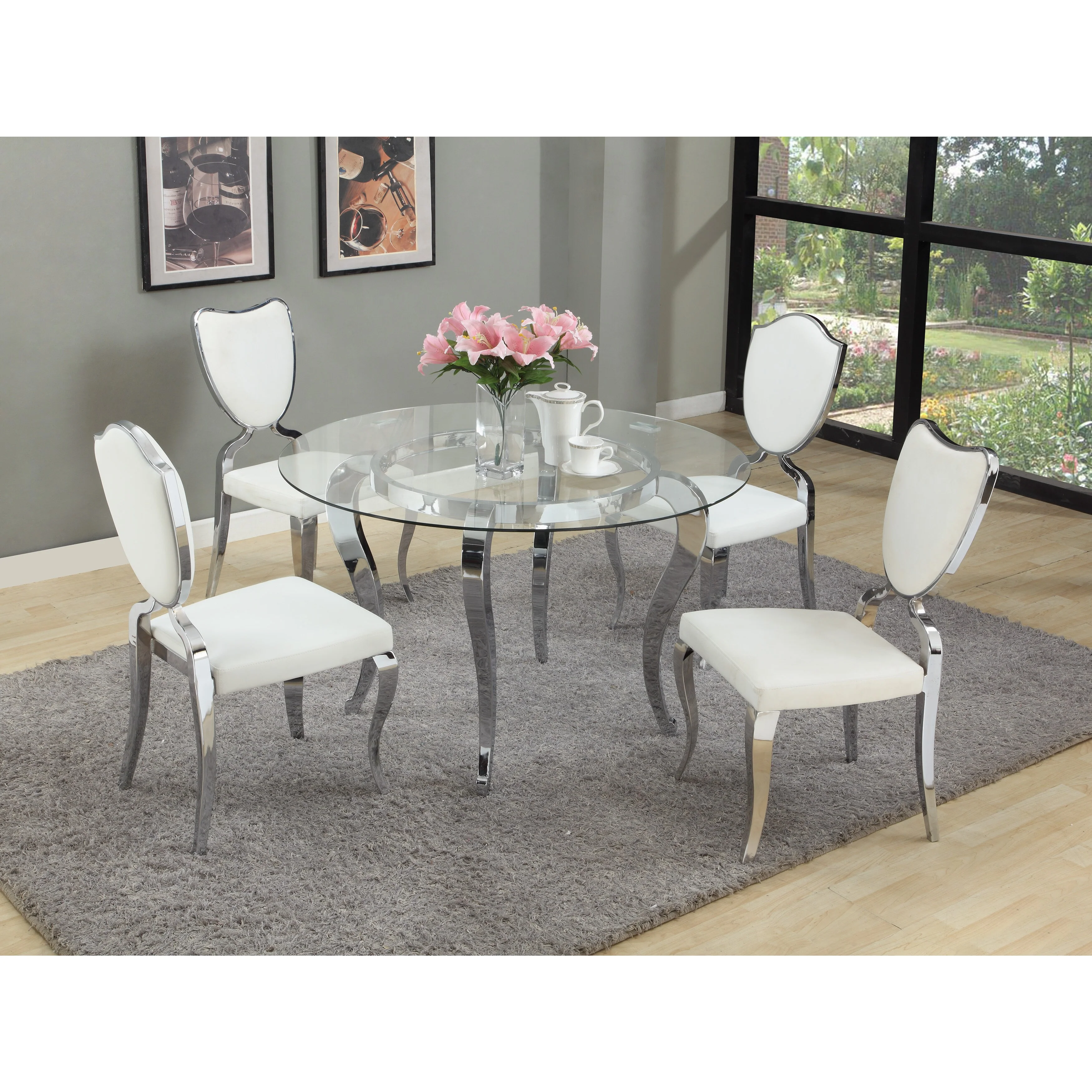 Somette Lexie White Dining Set (Set of 5)