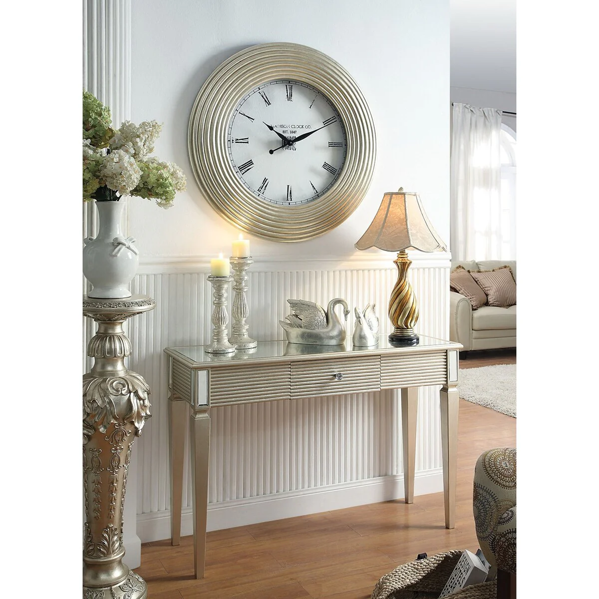 ACME Shannon Console Table in Silver
