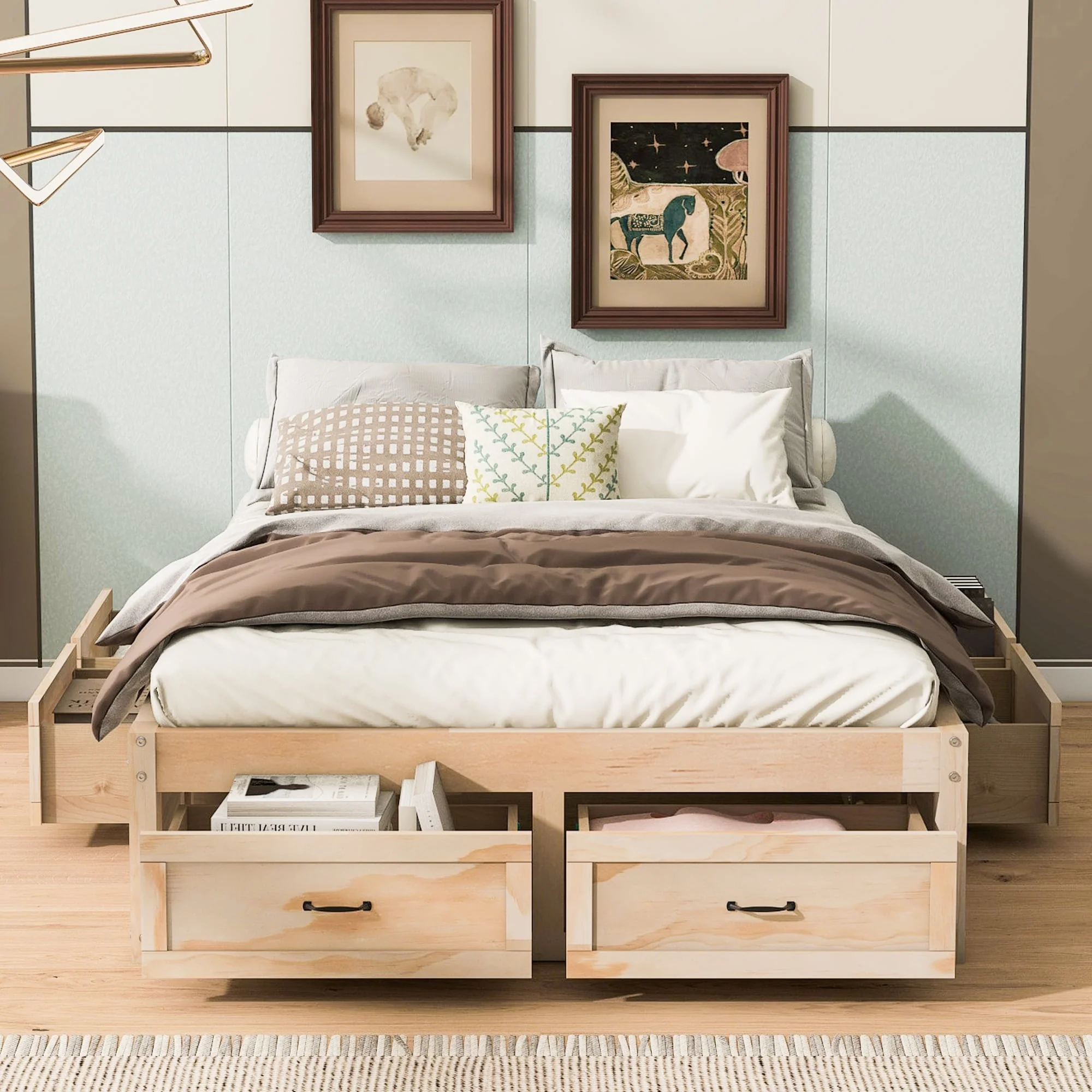 Platform Bed with 6 Storage Drawers