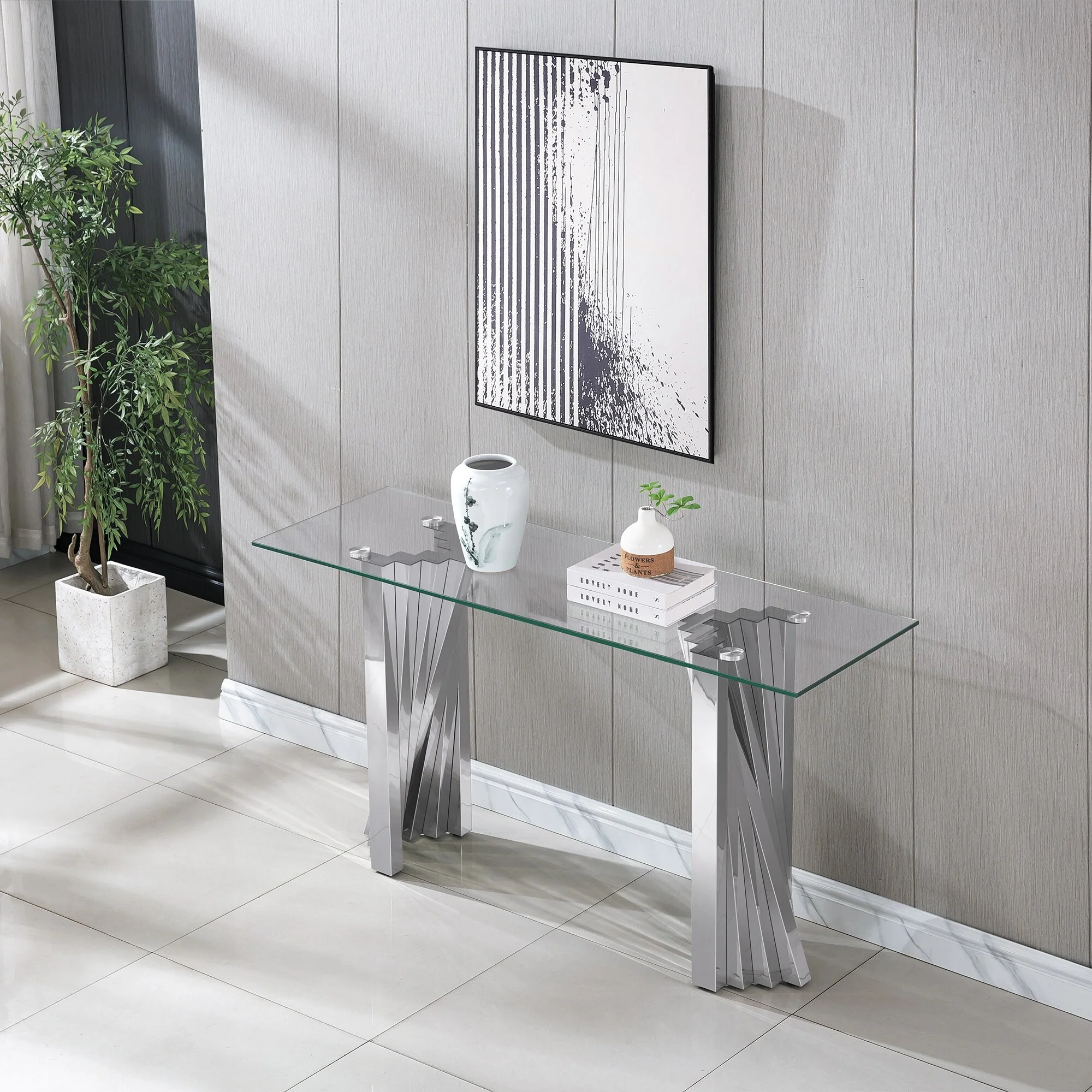 Modern Tempered Glass Console Table