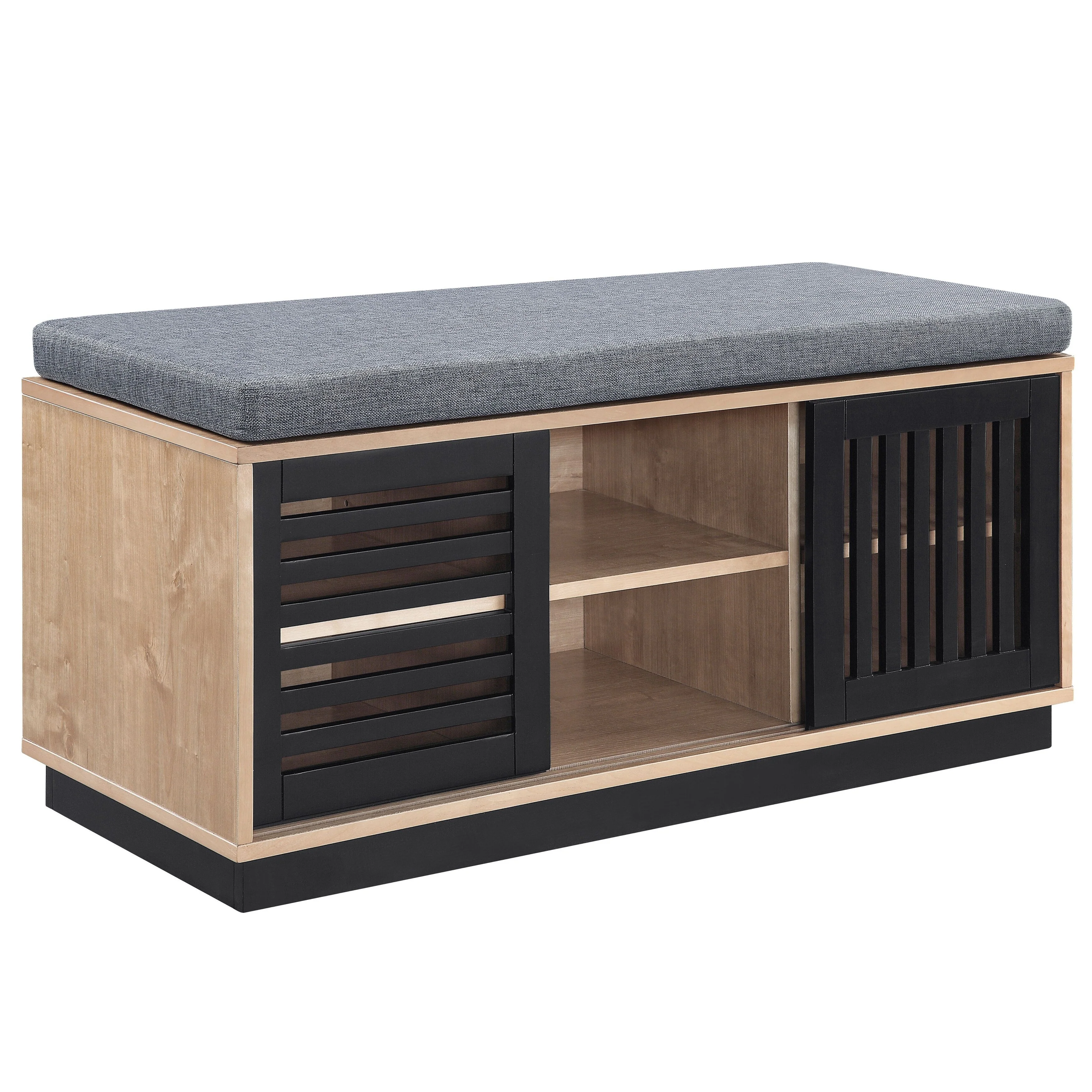 Oak and Espresso Bench with Storage