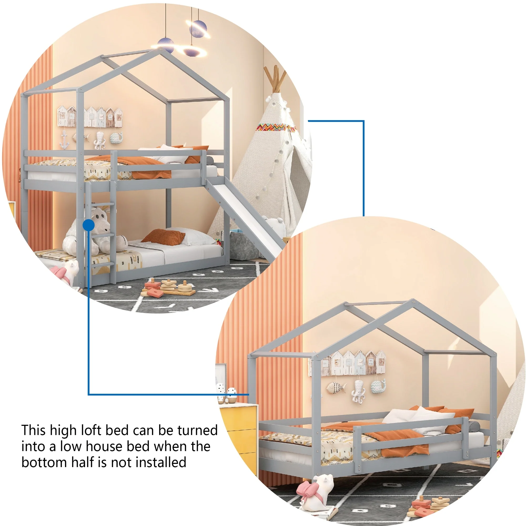 Over Bunk Bed with Roof