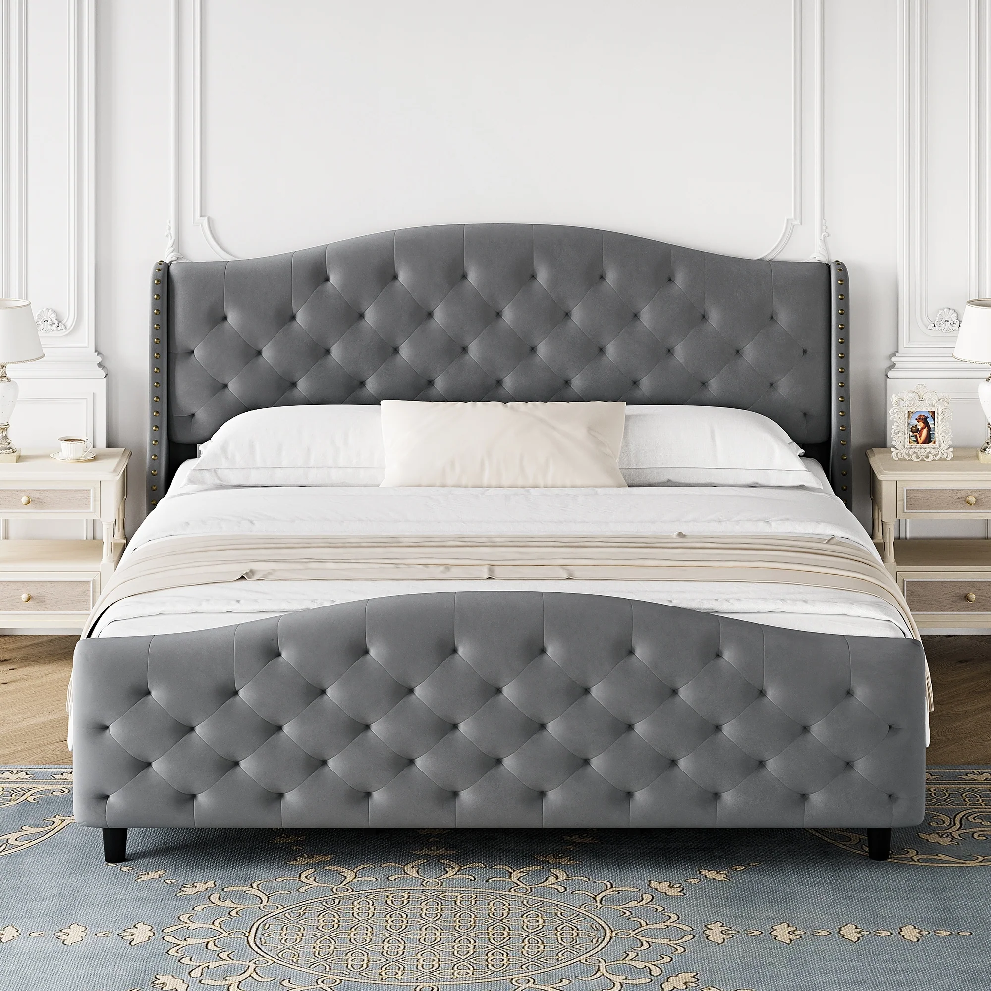 Modern Upholstered King Bed Frame