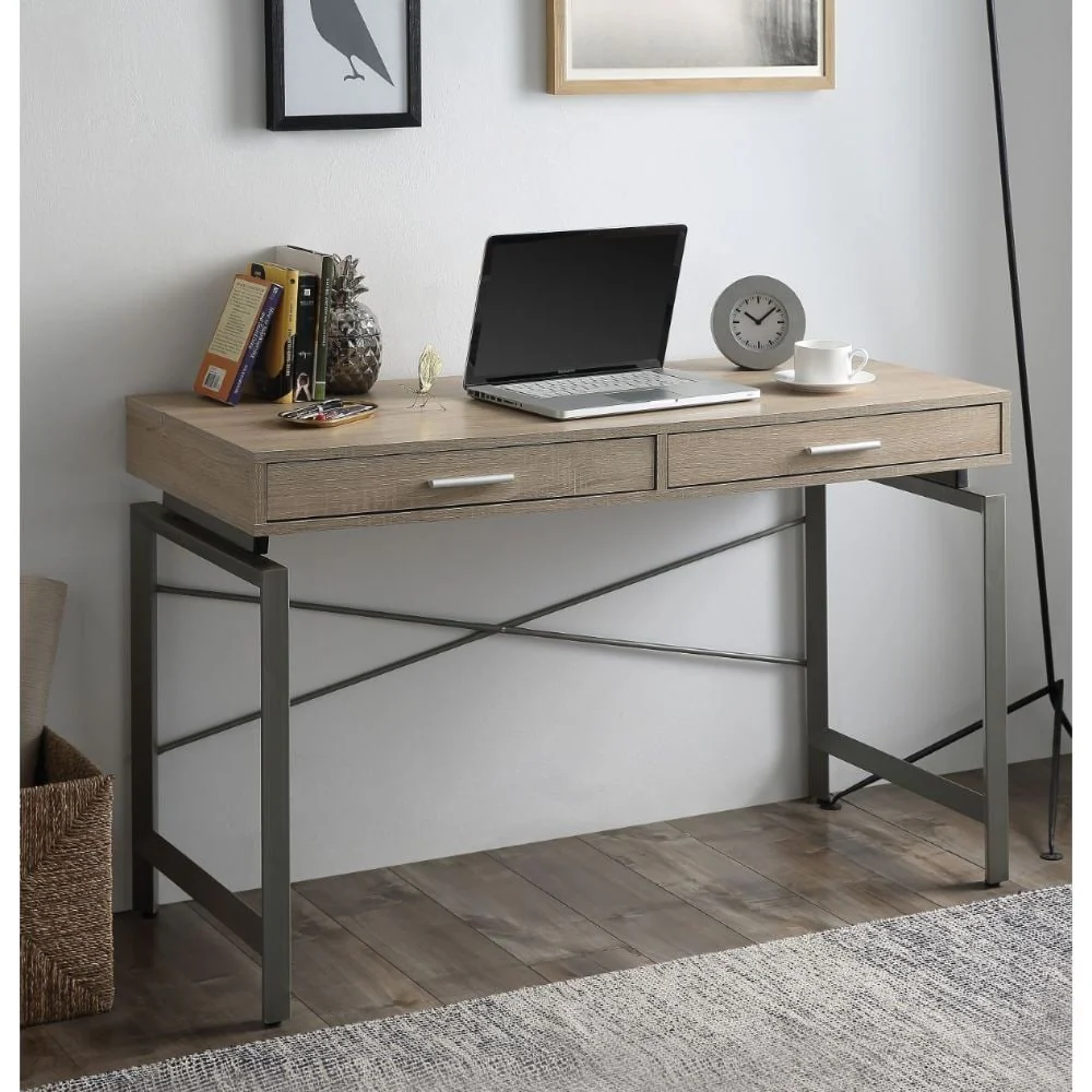 Writing Desk, Natural & Nickel