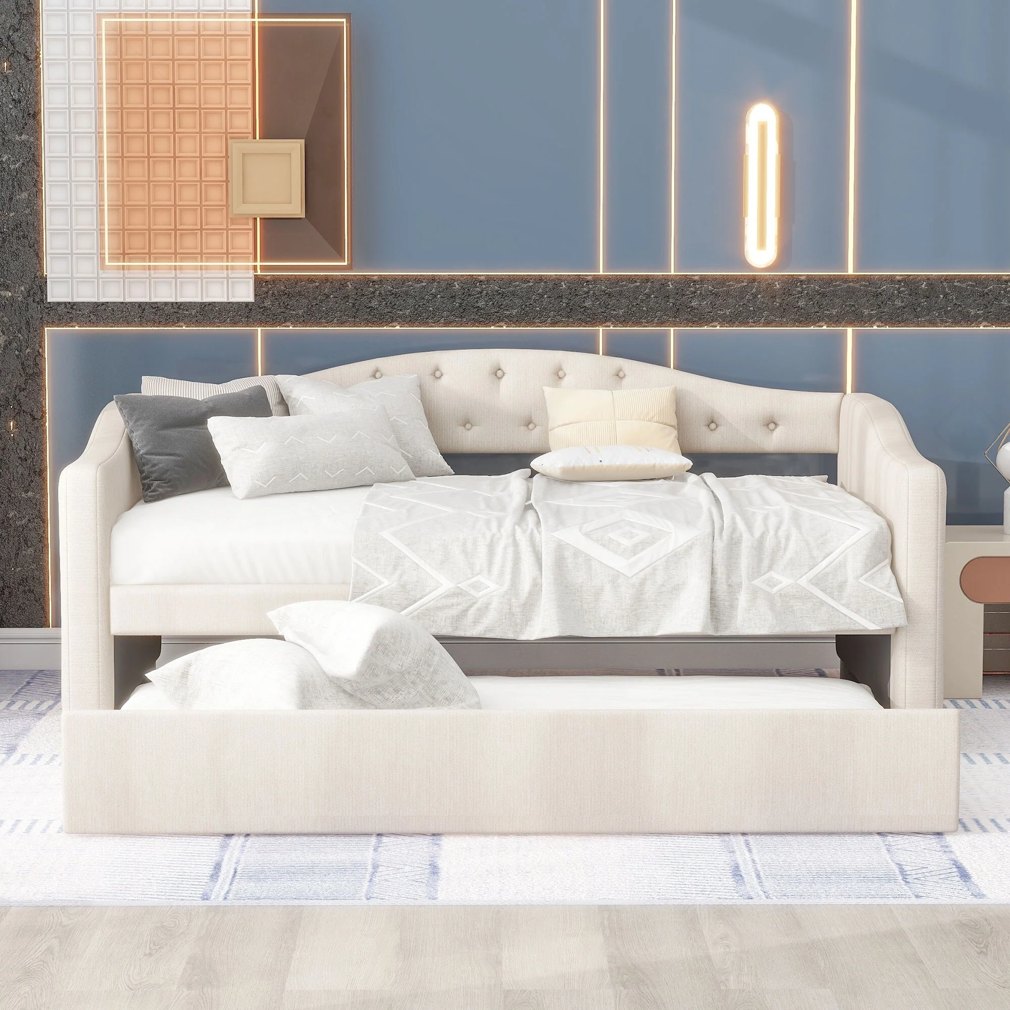 Upholstered Twin Daybed with Trundle