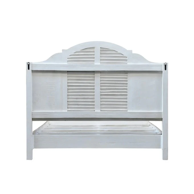 Shutter Scallop Solid Wood Queen Gray Bed
