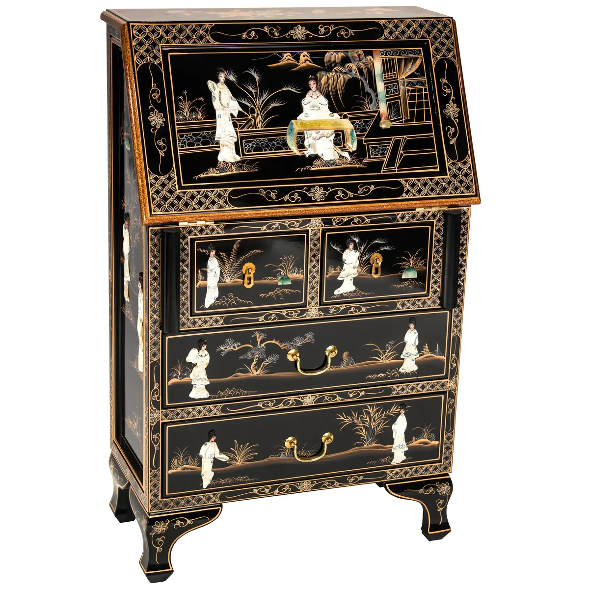 Black Lacquer Secretary Desk - Royal Ladies