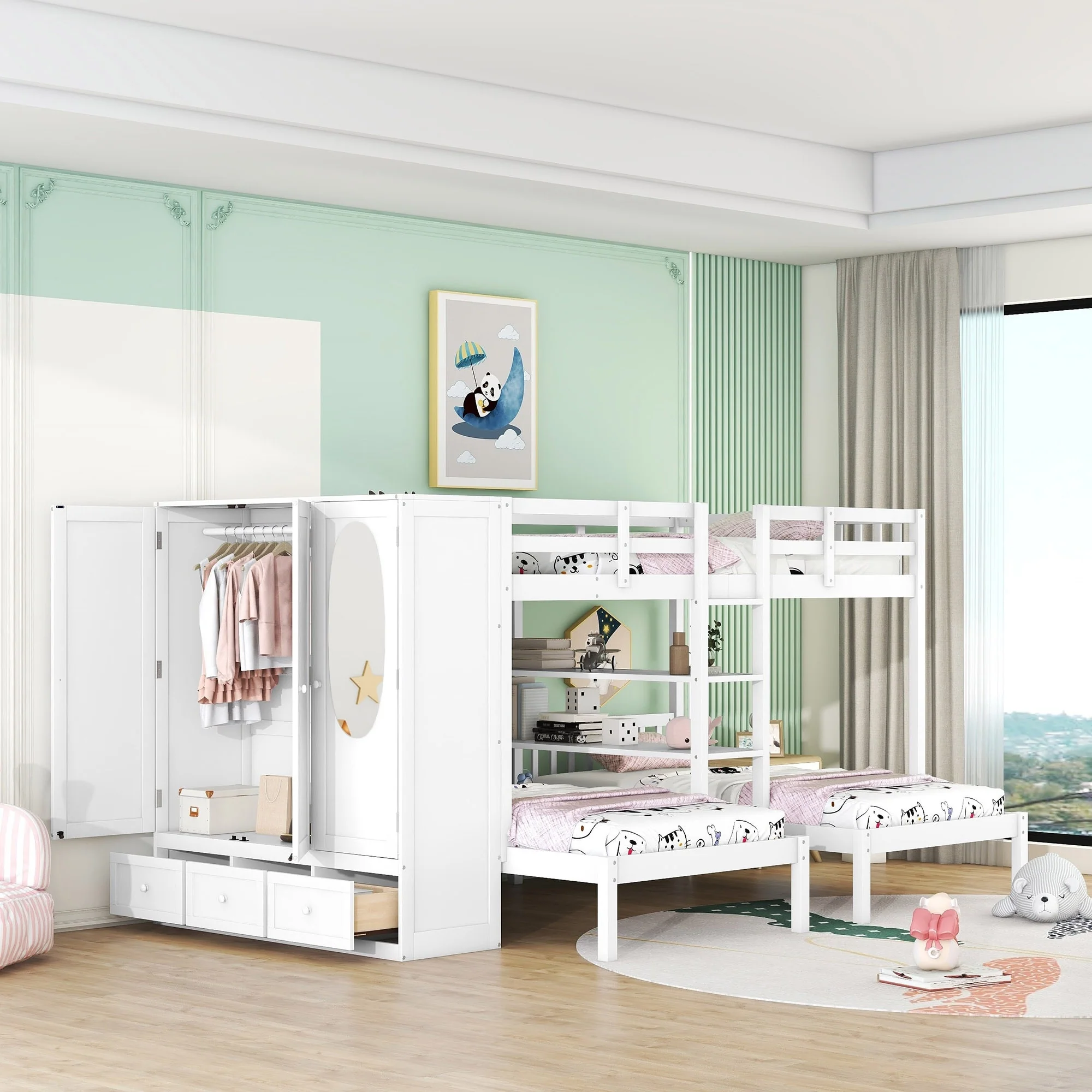- Bunk Bed with Shelves