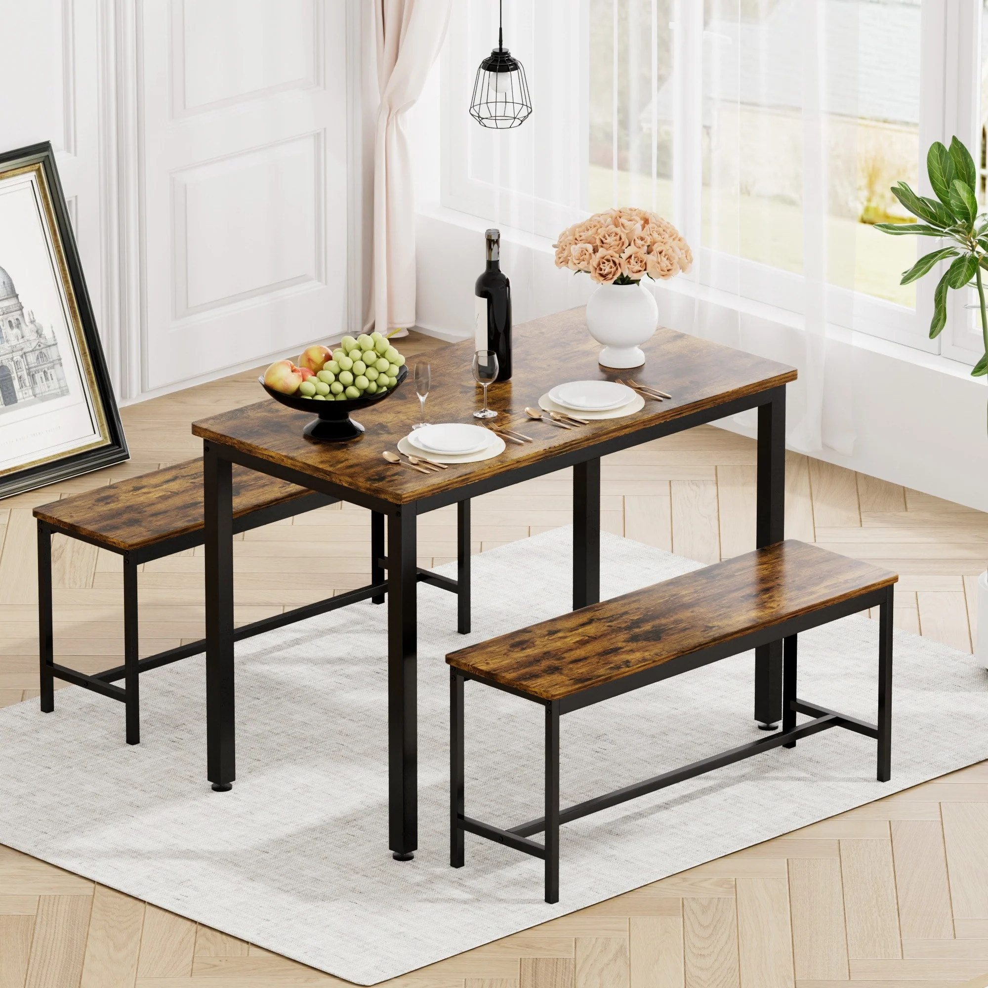 Bar Table with 2 Dining Benches