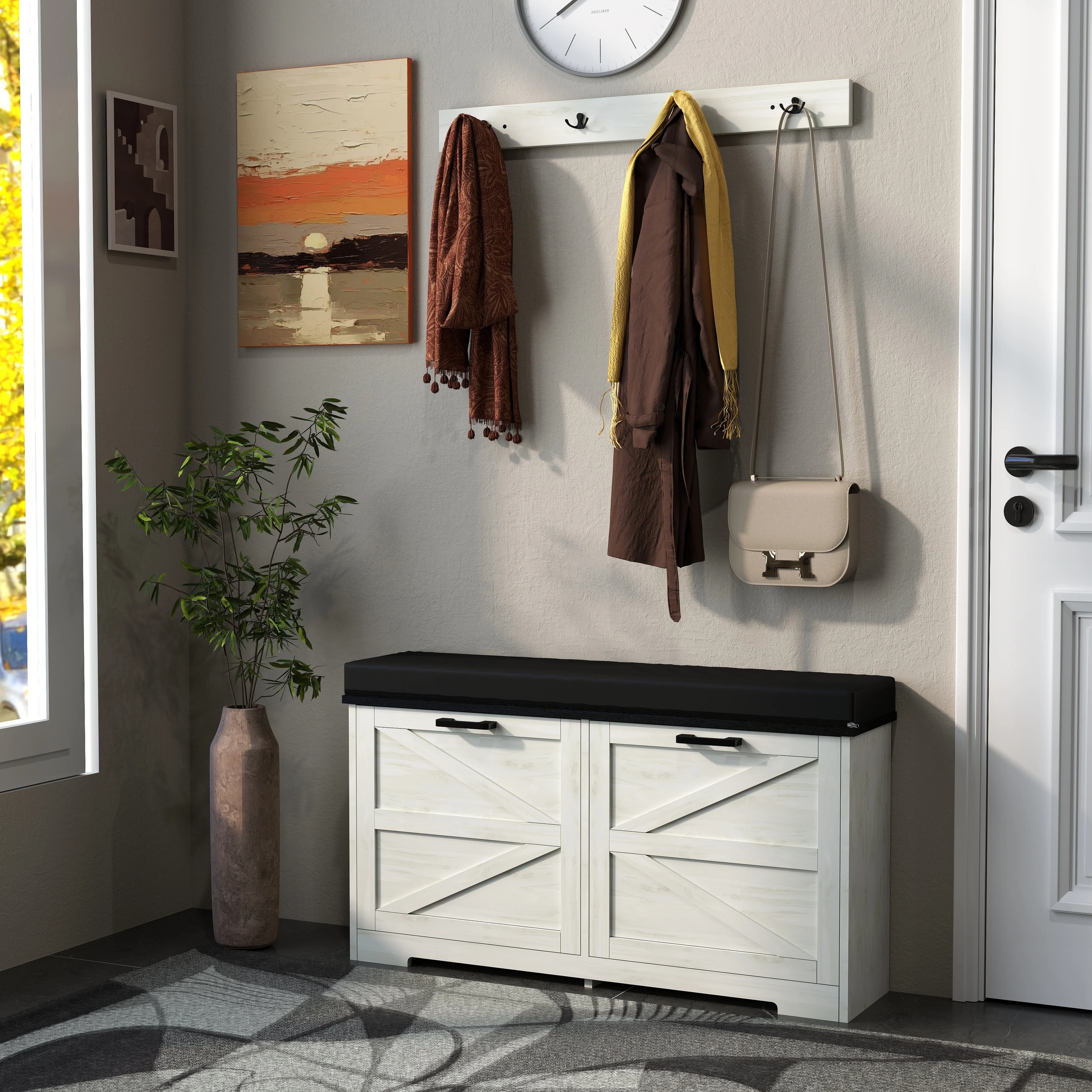 Farmhouse Shoe Storage Bench