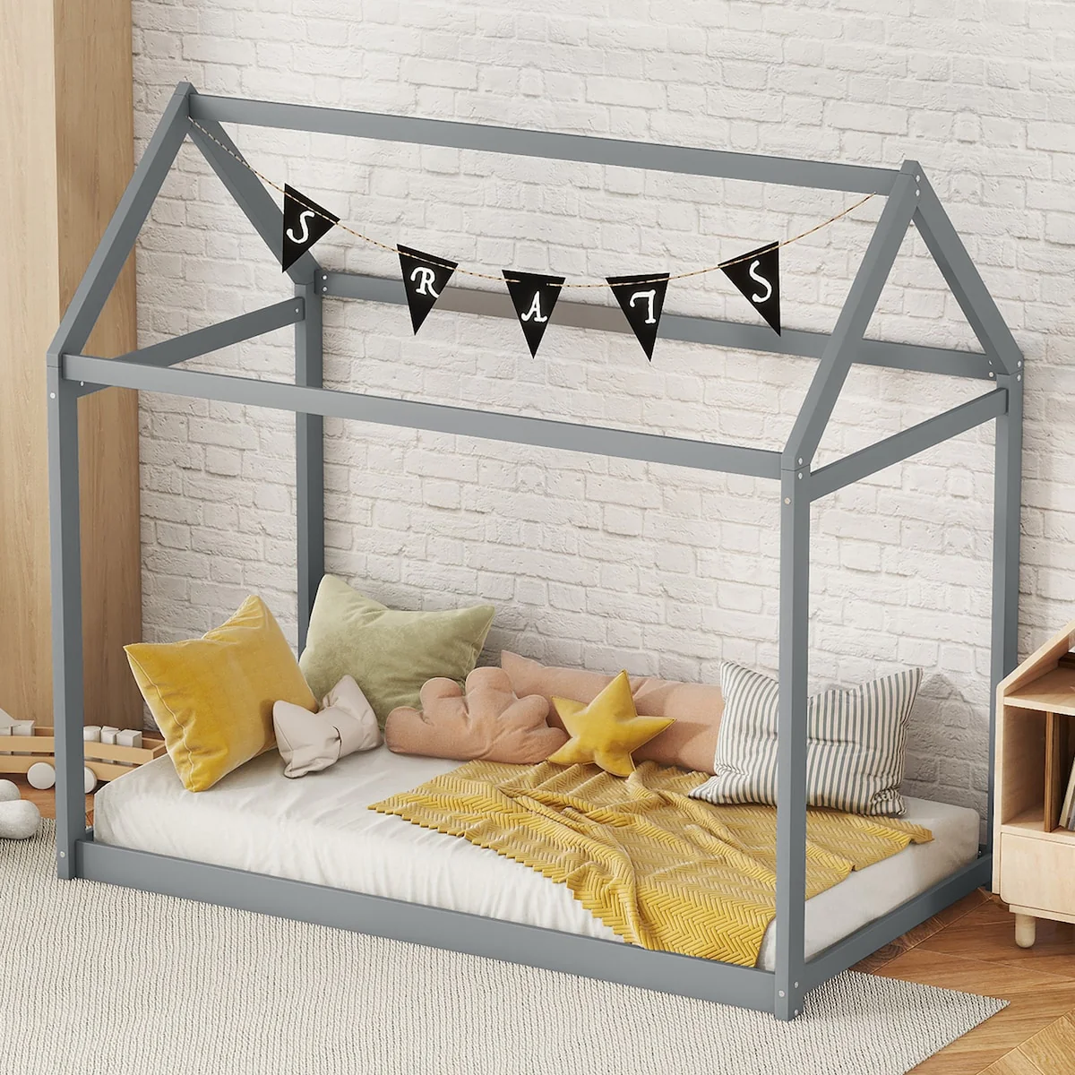 Twin Size Wooden House Bed