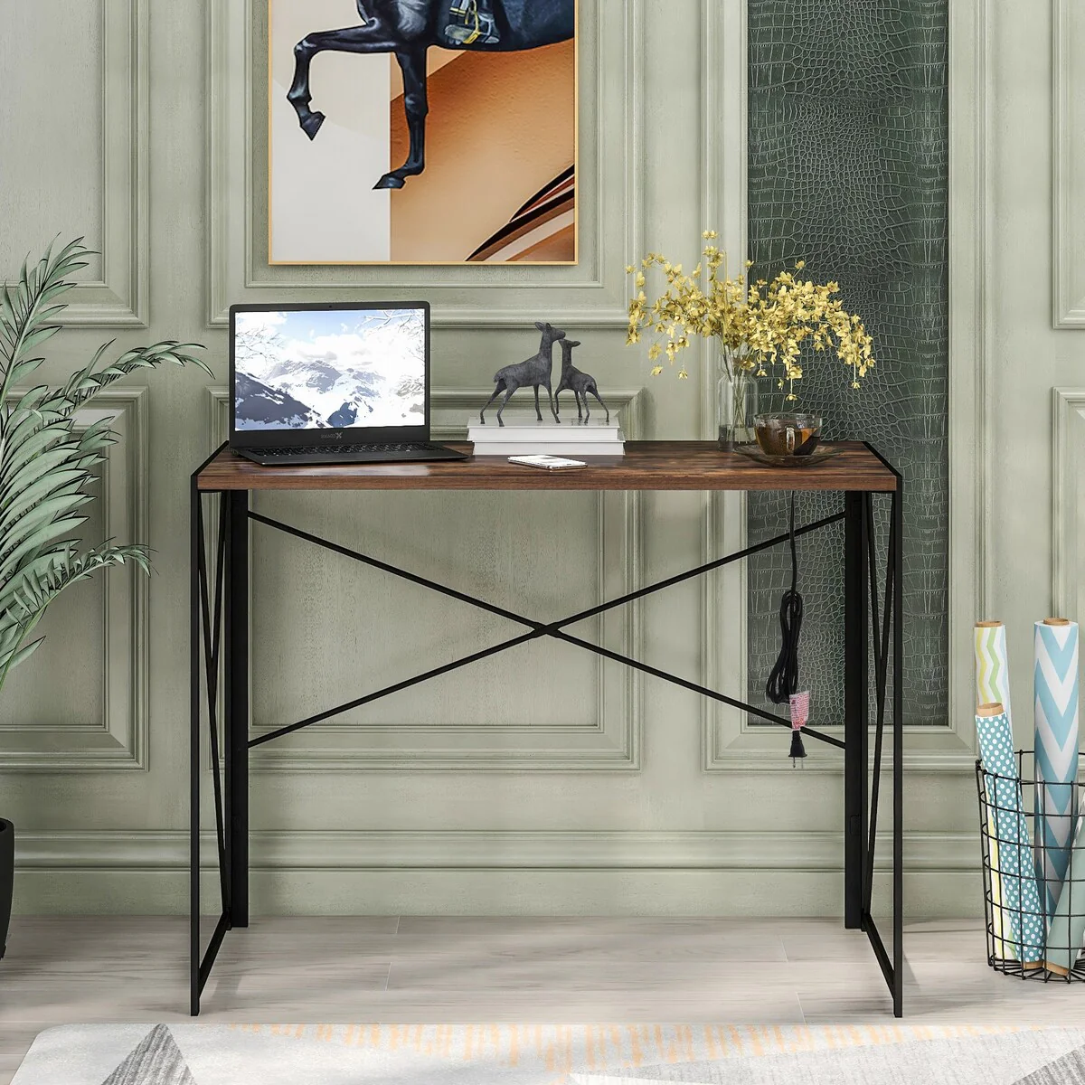 Folding Table, Dark Brown