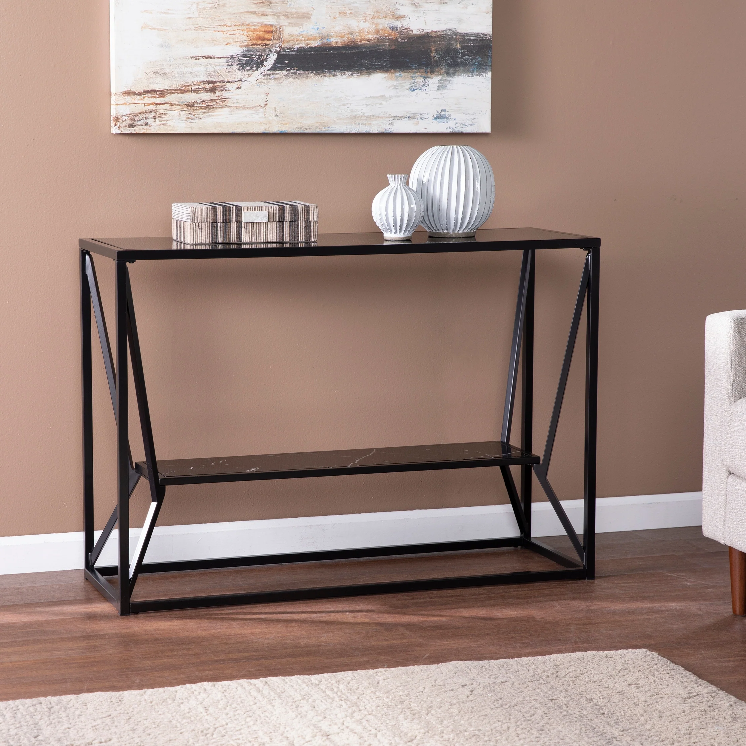 Argall Long Glass-Top Console Table