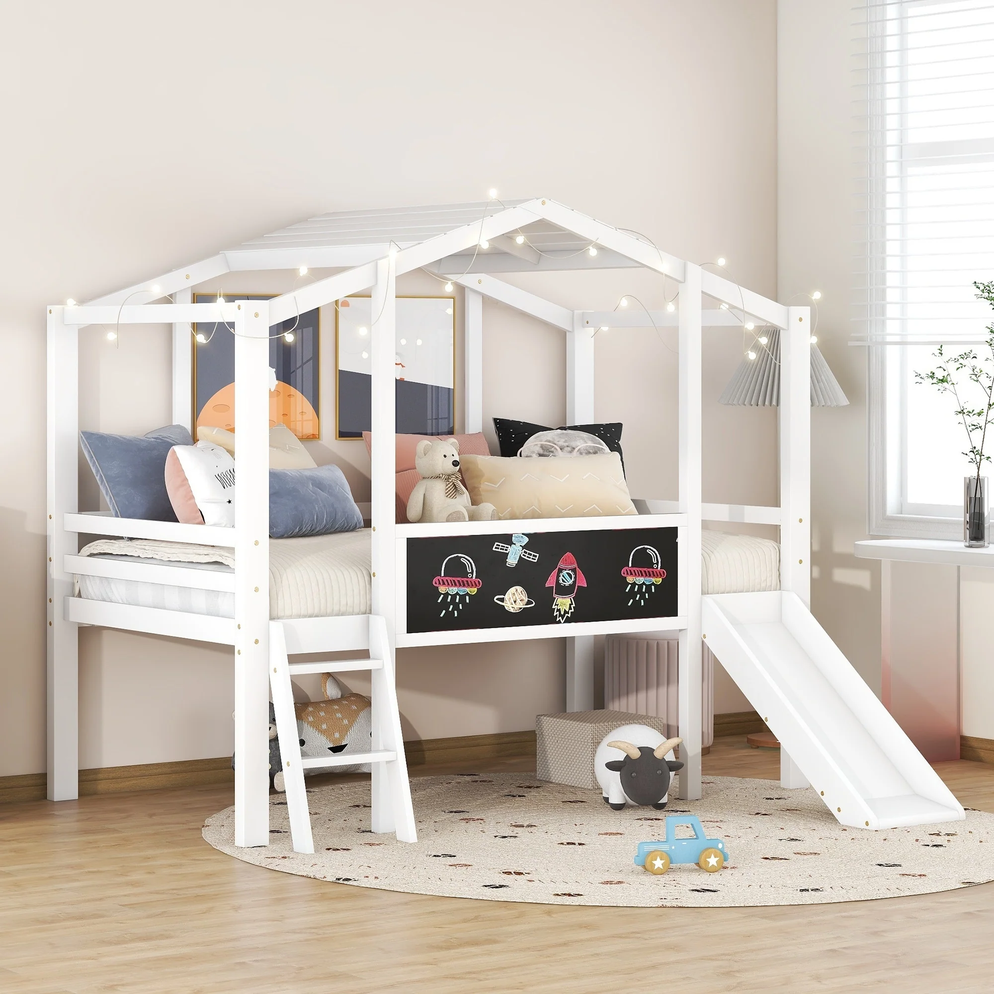 Loft Bed with Ladder and Slide