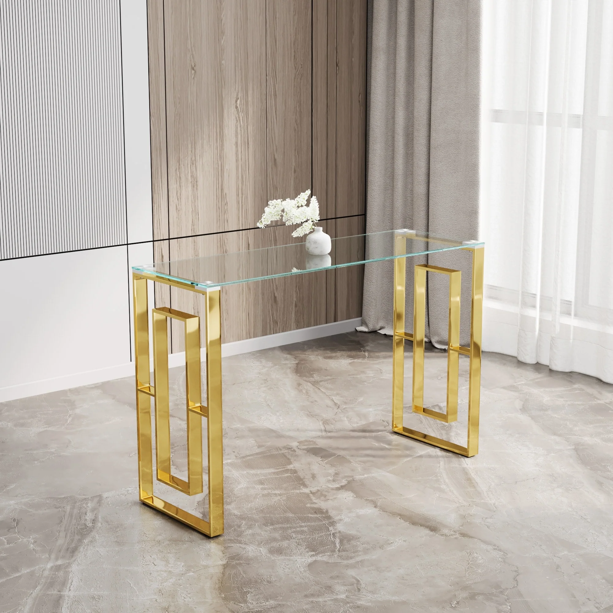 Console Table Stainless Steel Glass
