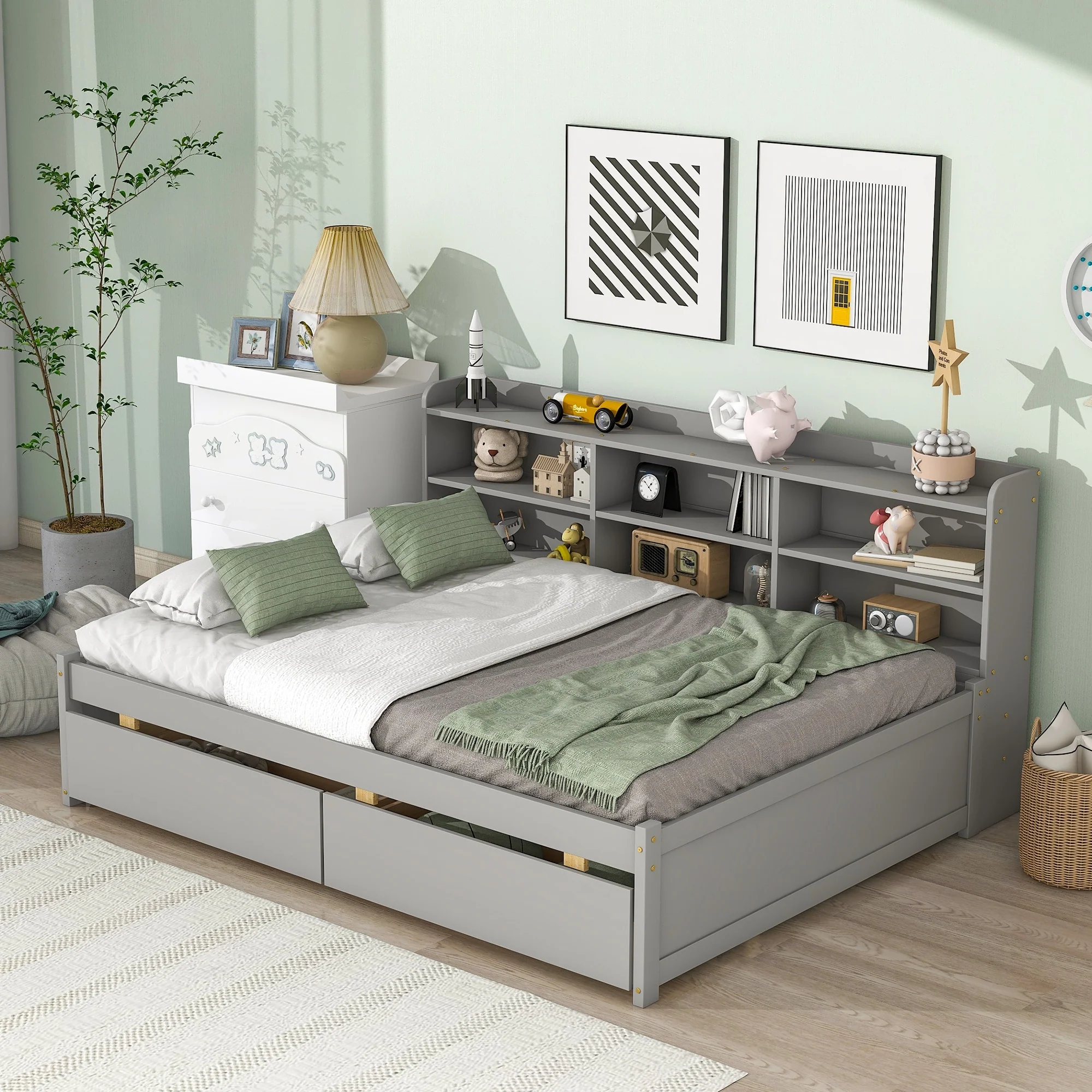 Bed with Side Bookcase