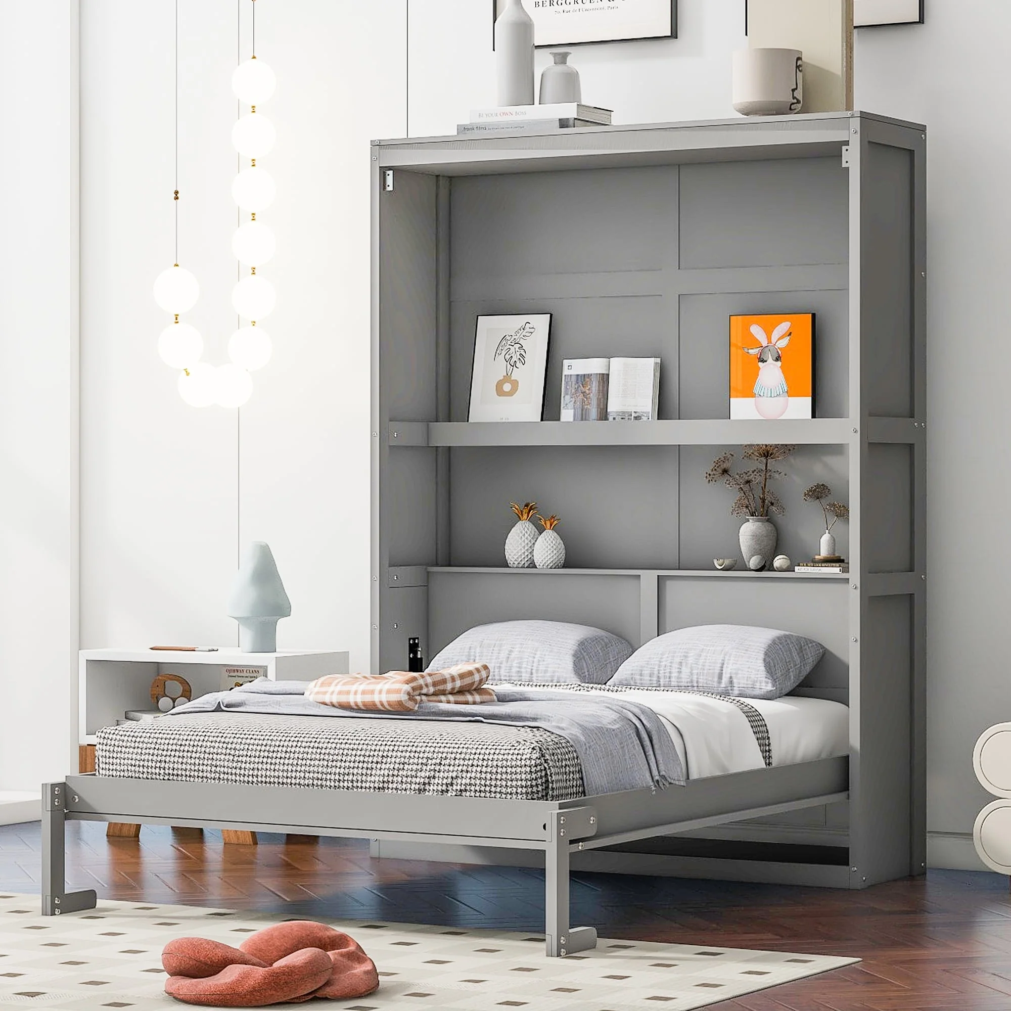 Full Size Murphy Bed Wall Bed with Shelves