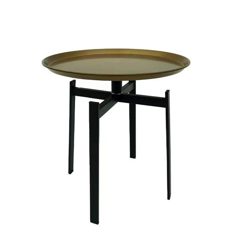 Metal round side table in Bronze
