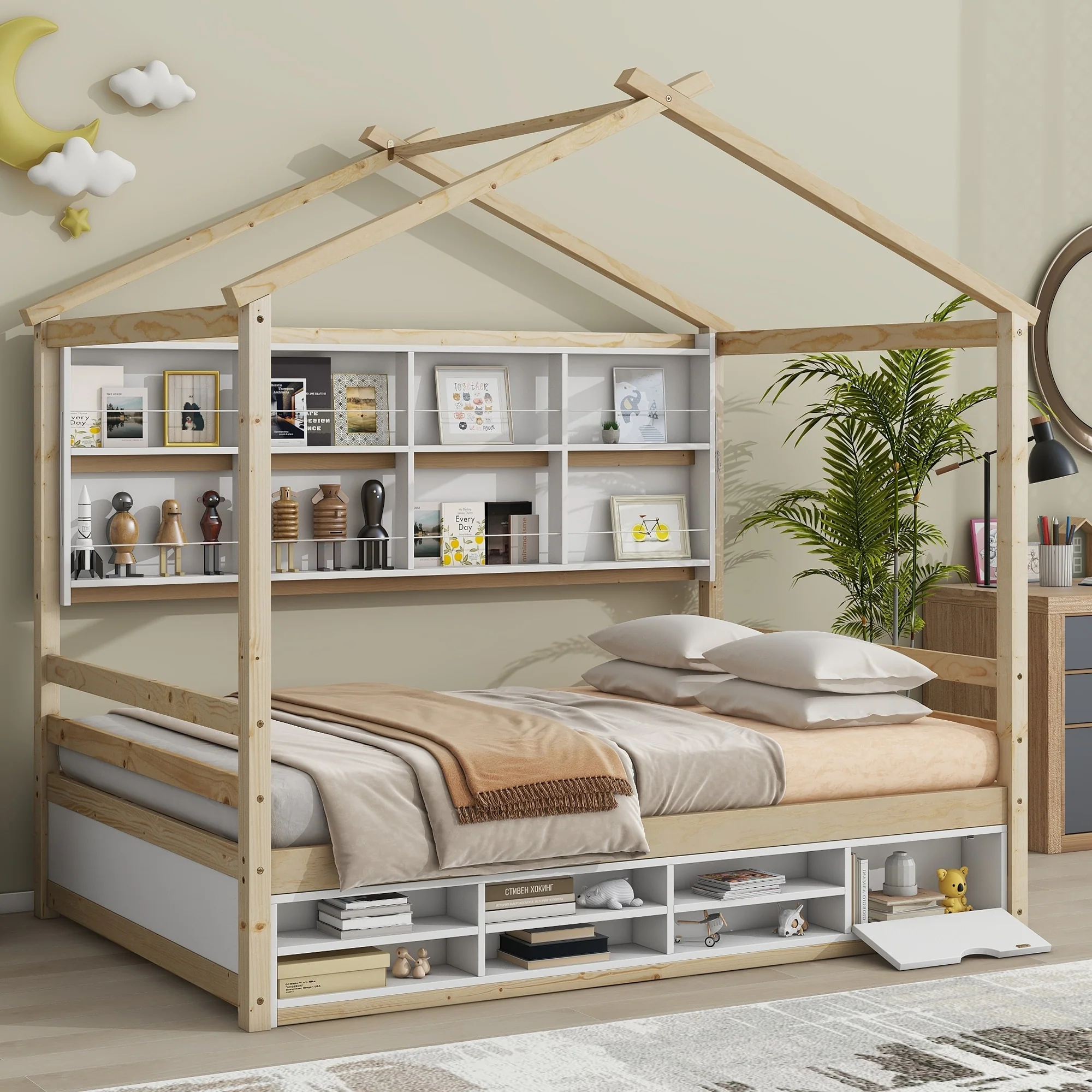 House Bed with Roof Frame
