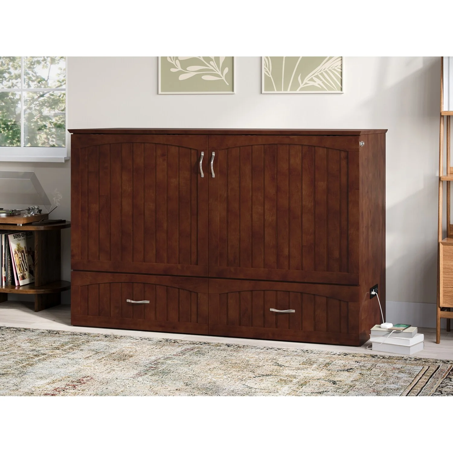 Aspen Queen Murphy Bed Chest with Mattress