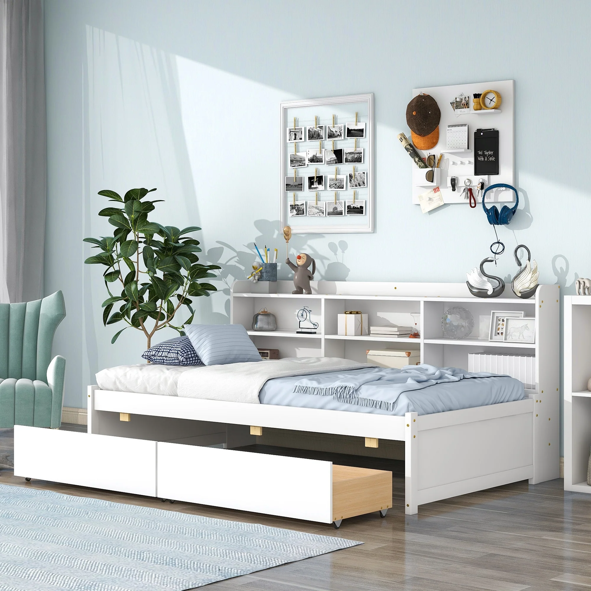 Bed with Side Bookcase