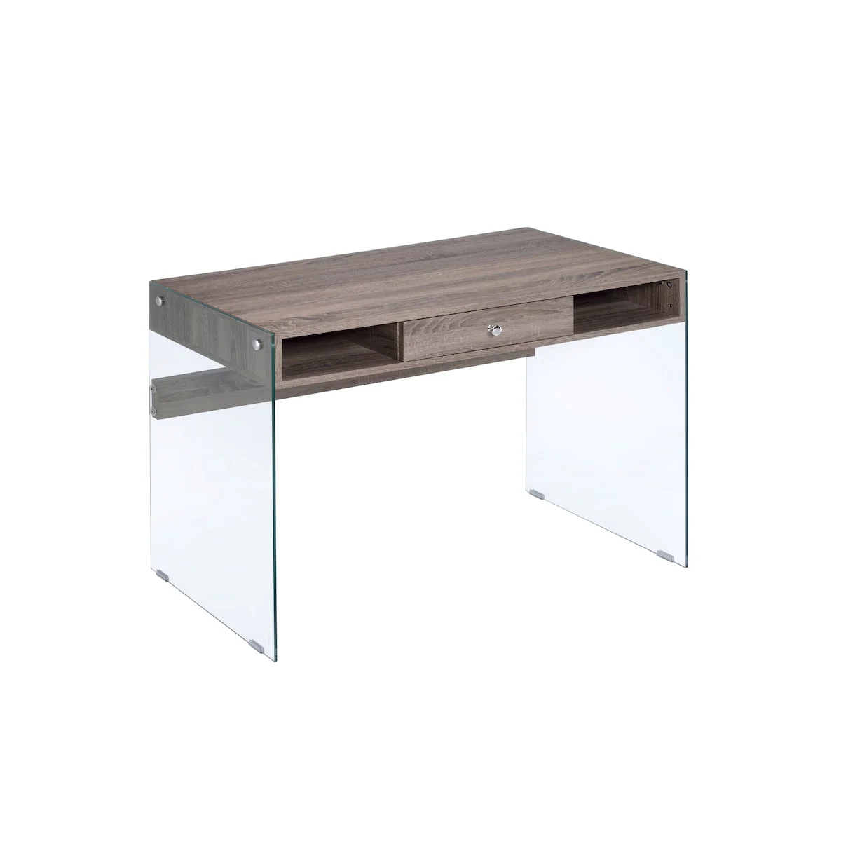 Desk in Gray Oak & Clear Glass