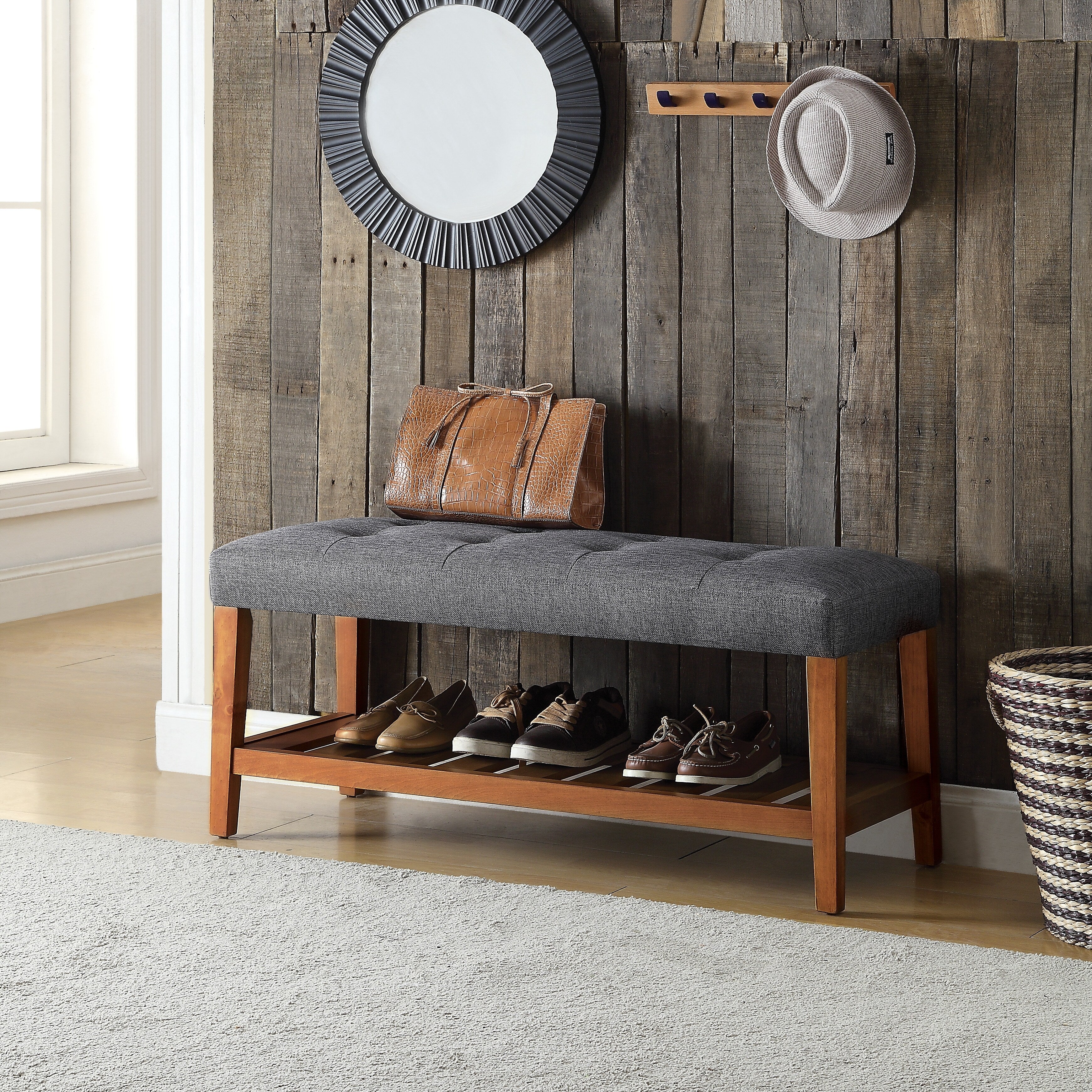 Gray & Oak Finish Bench