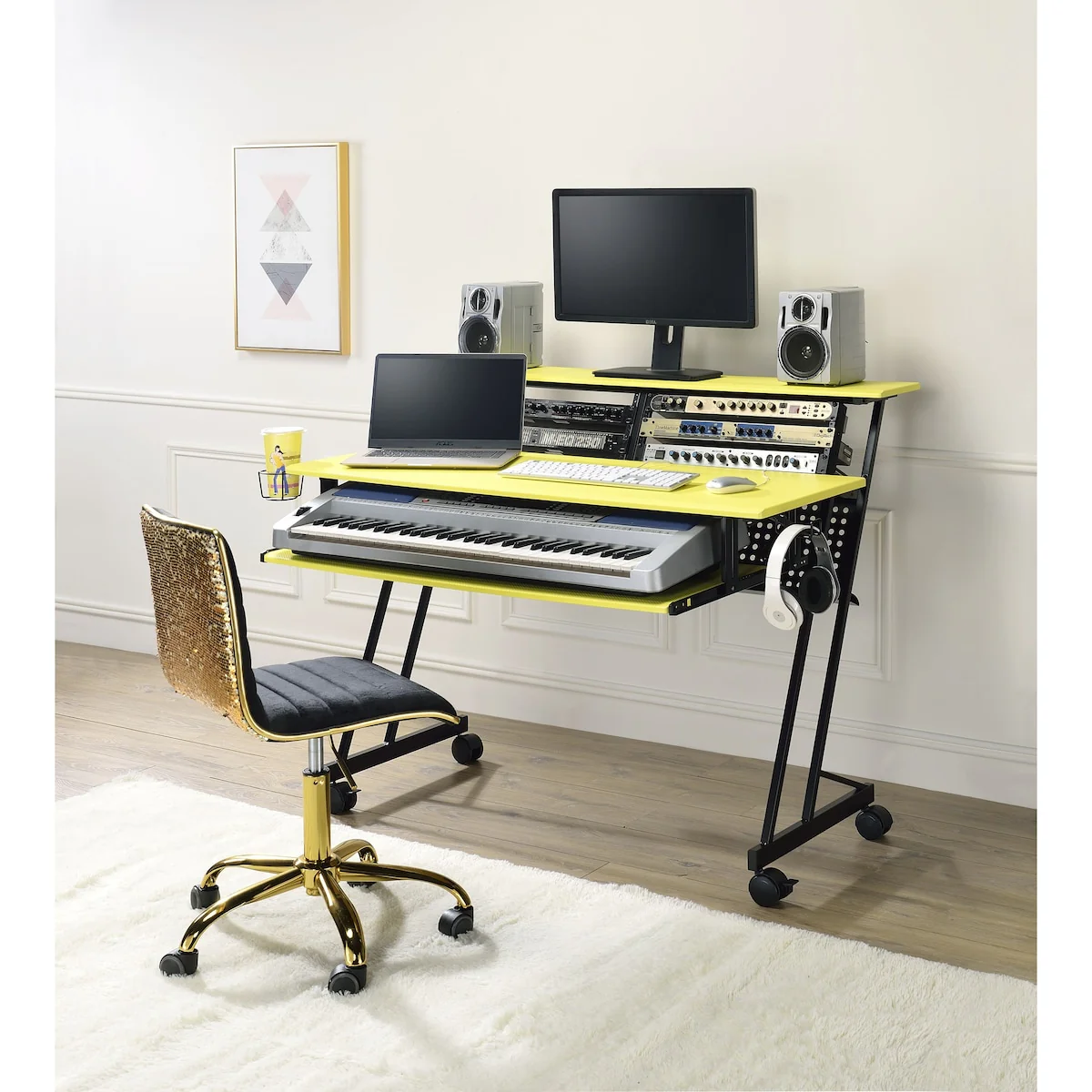 Suitor Computer Desk, Yellow & Black