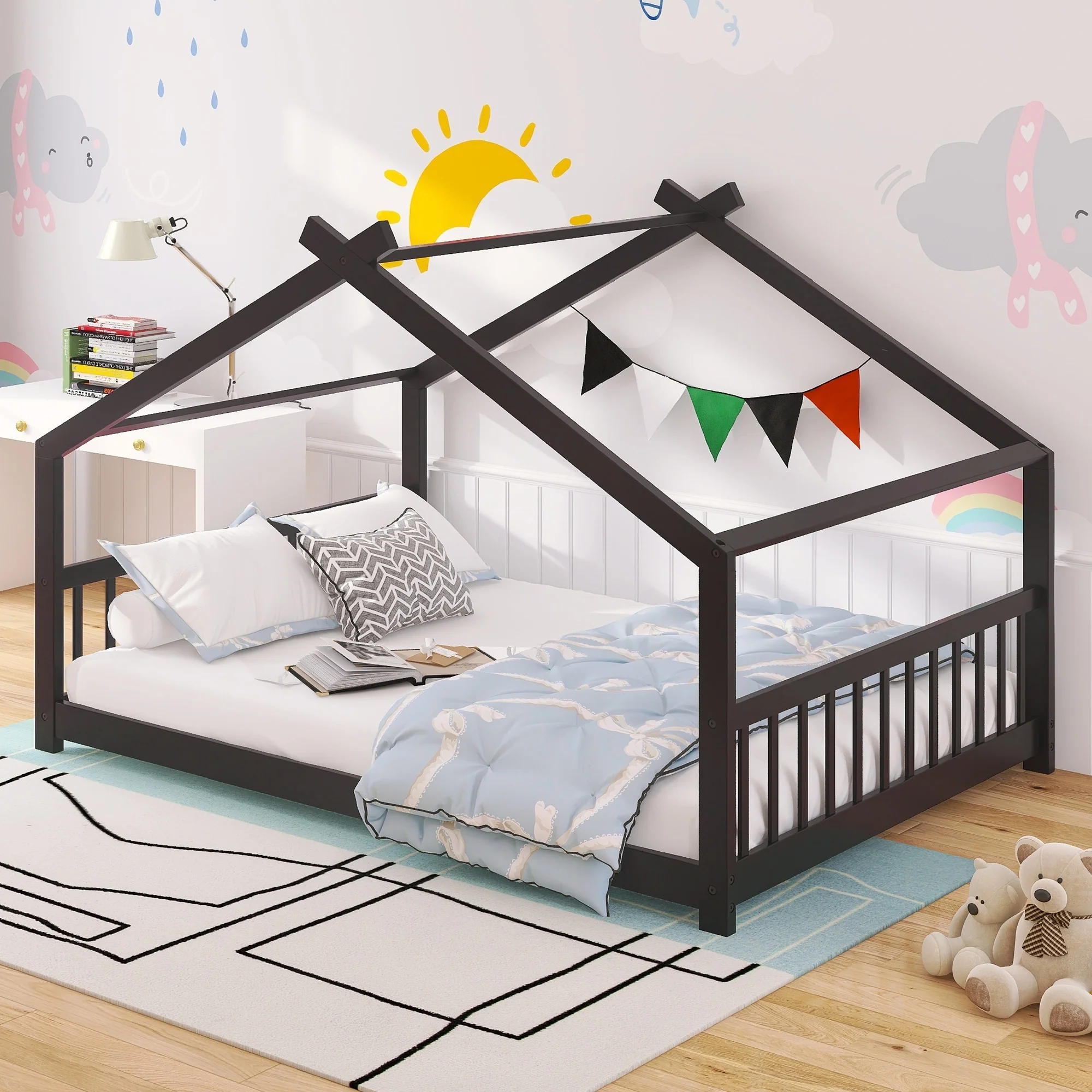 House Bed Wood Bed