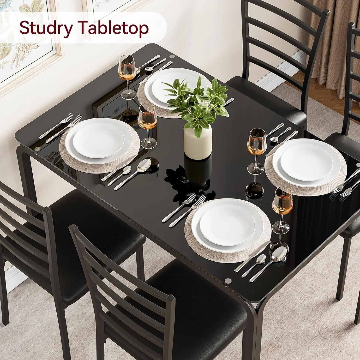 Glass Dining Table Set for 4